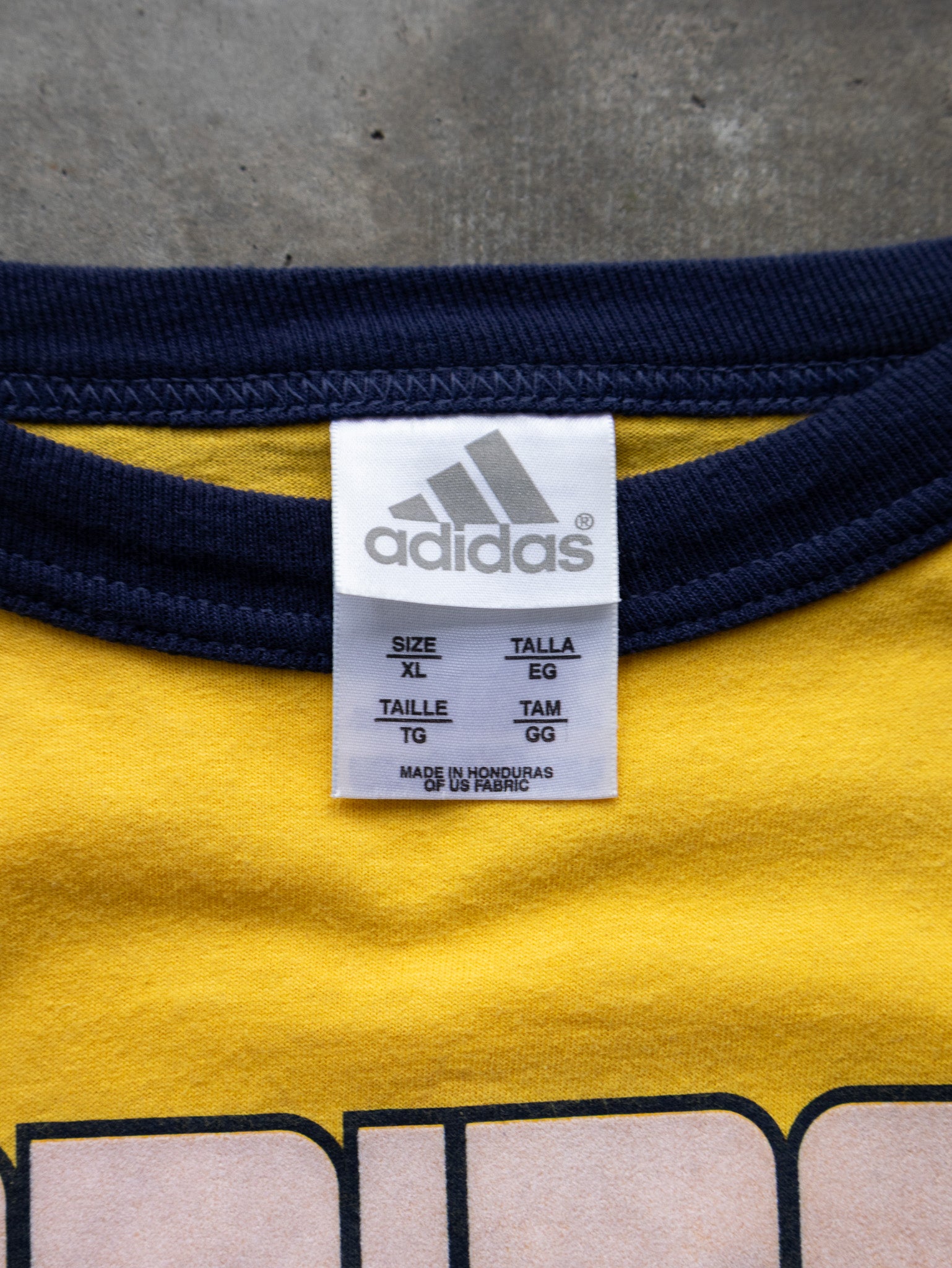 Vintage 00s Yellow Adidas Graphic Ringer Tee (XL)