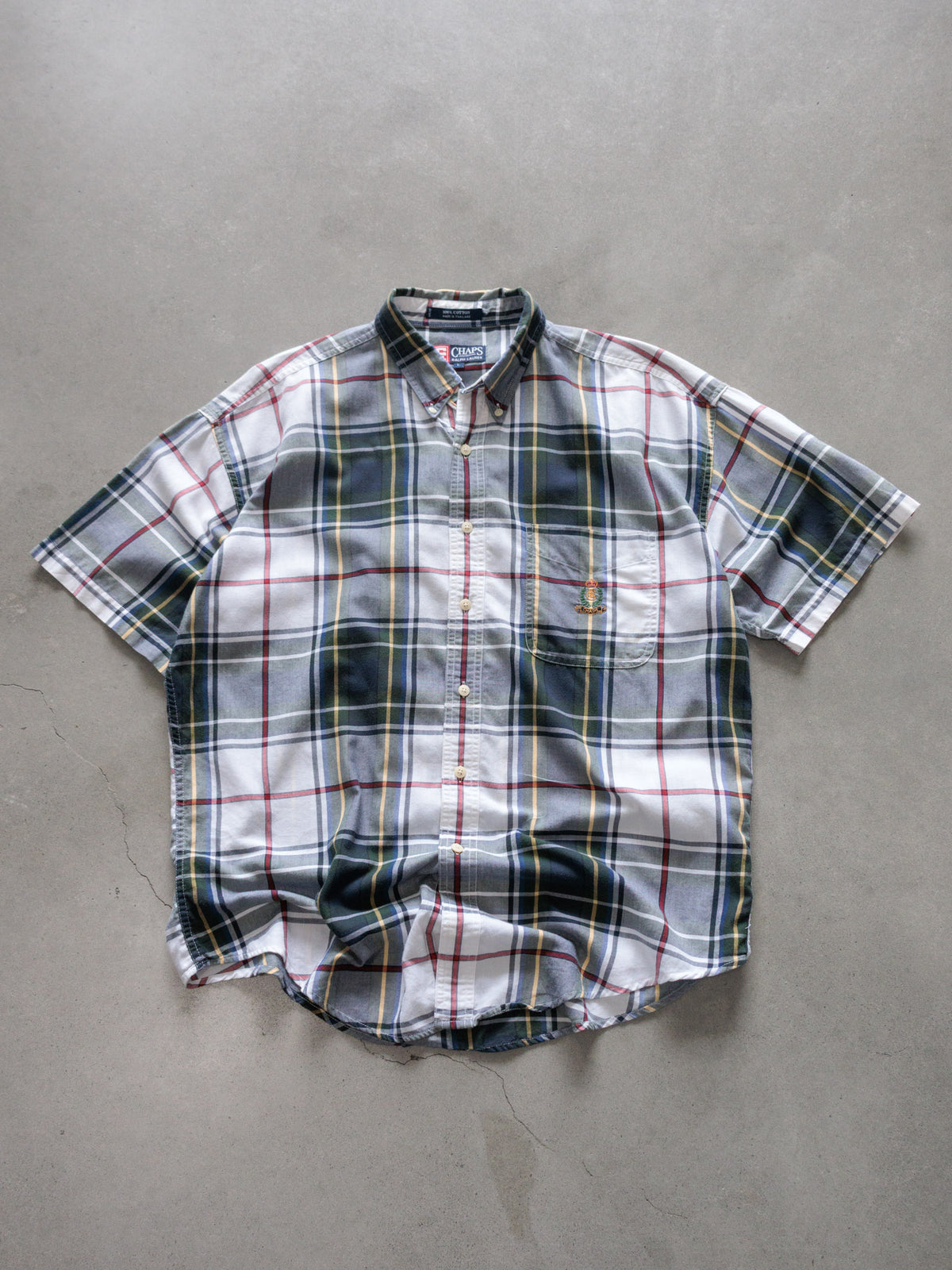 Vintage 00s Multicolor Plaid Chaps Ralph Lauren Short Sleeve Shirt (L)