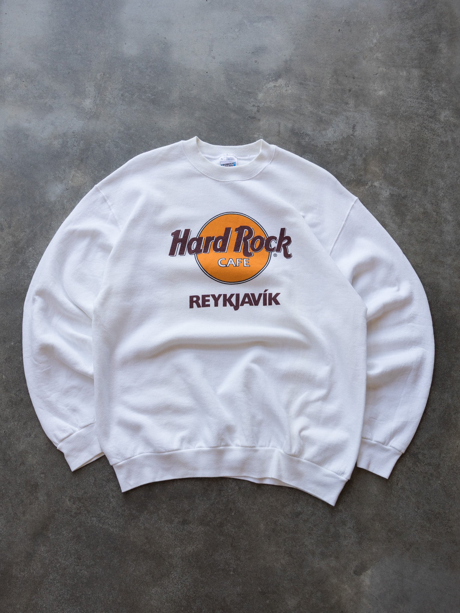 Vintage 90s White Hard Rock Cafe Reykjavík Sweatshirt (XL)