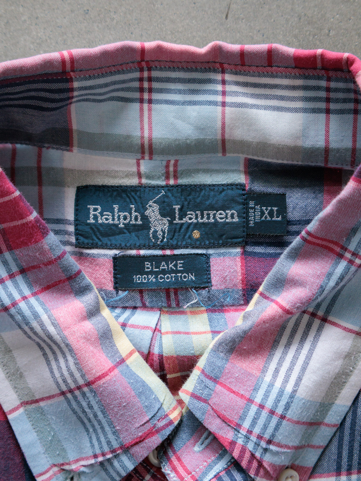Vintage Pink Plaid Ralph Lauren Short Sleeve Shirt (XL)
