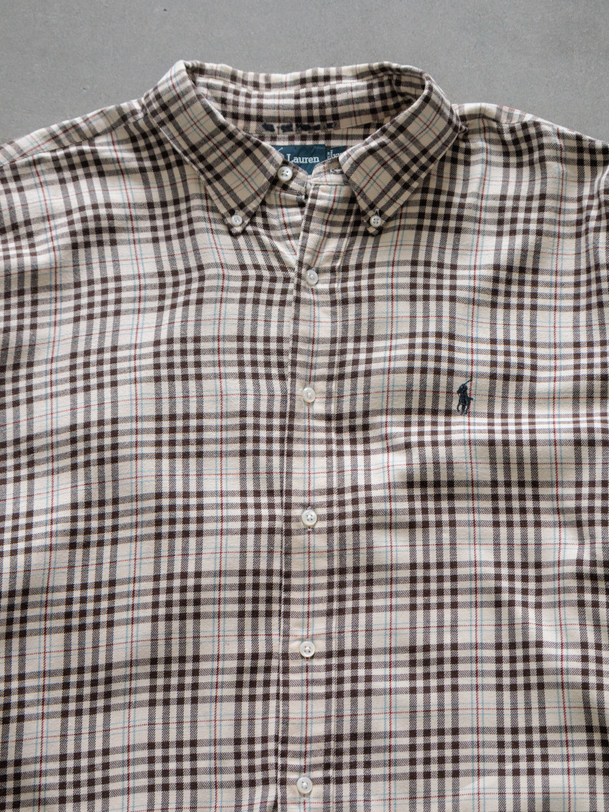 Vintage Beige Plaid Ralph Lauren Flannel Shirt (2XL)
