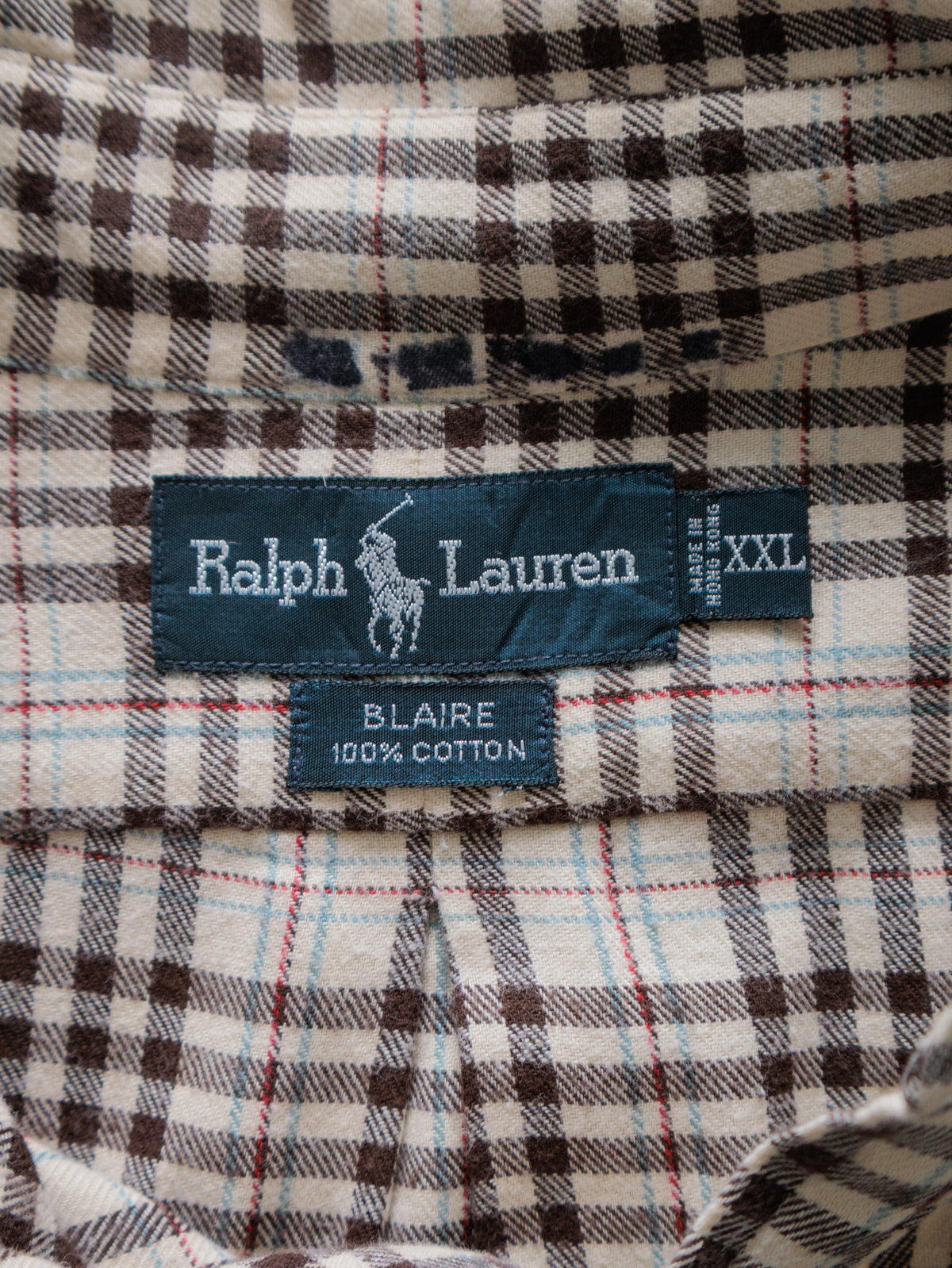 Vintage Beige Plaid Ralph Lauren Flannel Shirt (2XL)