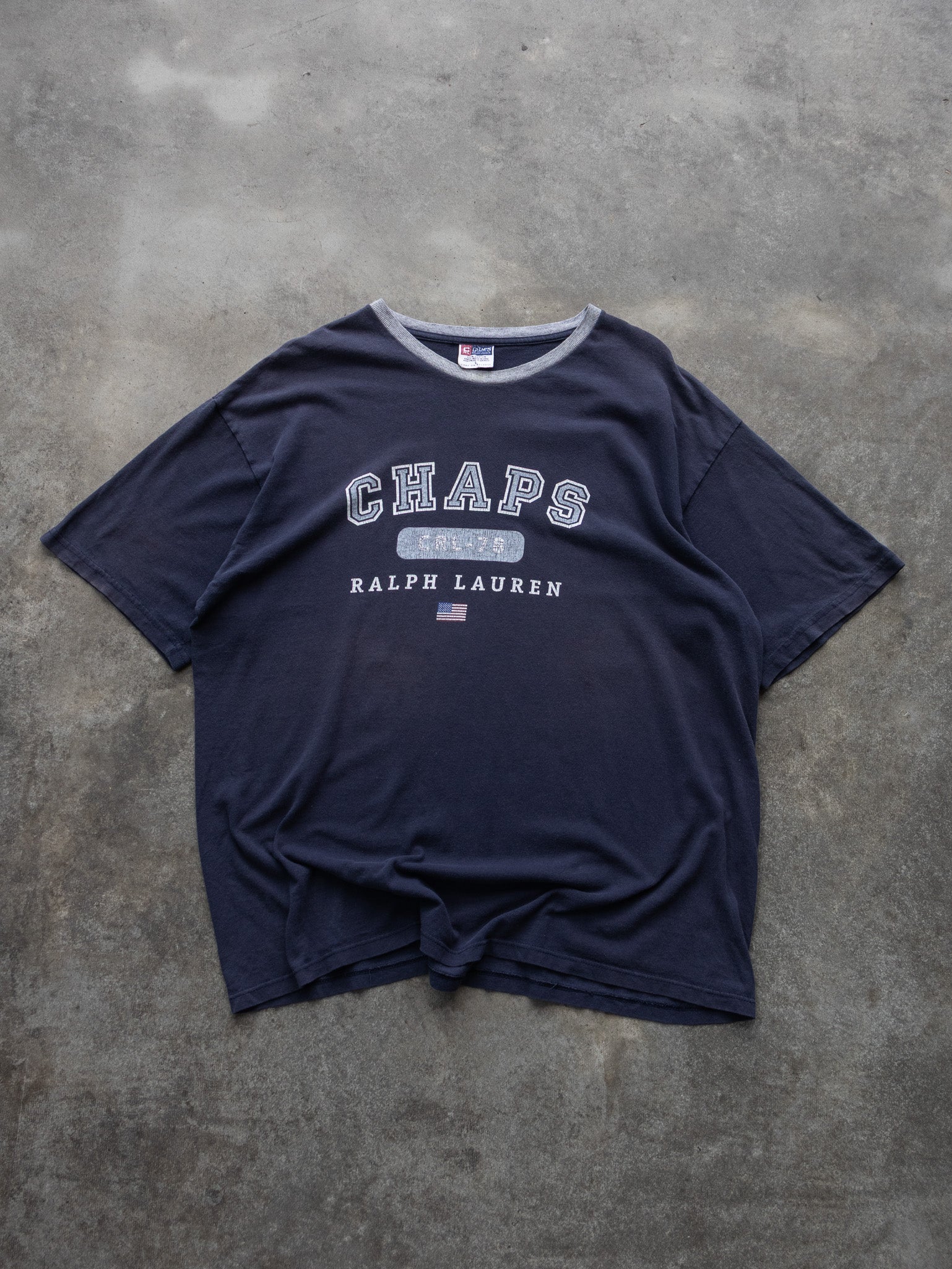Vintage 90s Faded Navy Chaps Ralph Lauren Tee (L)