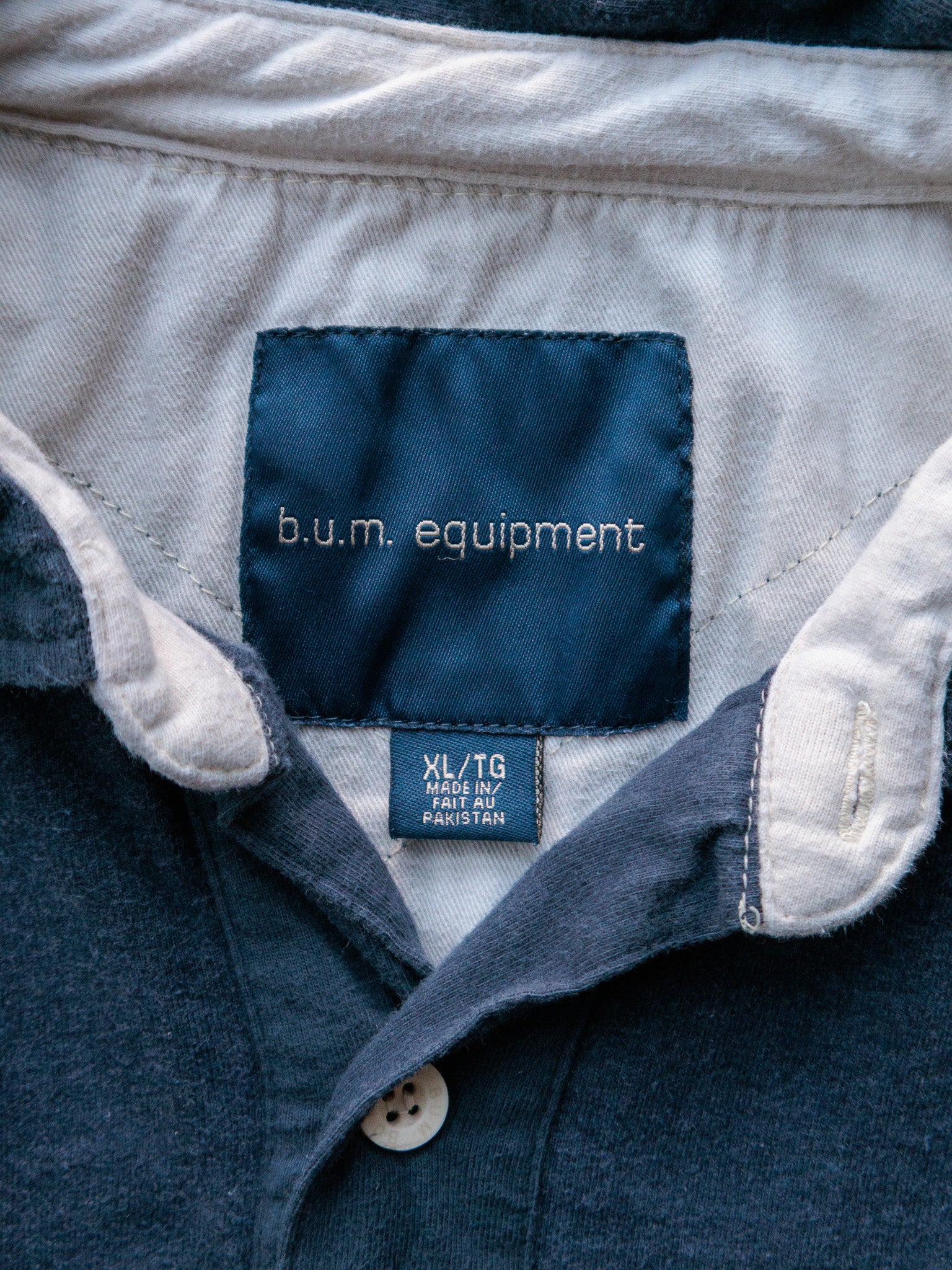 Vintage 90s Navy B.U.M. Equipment Fleece Rugby Shirt (XL)