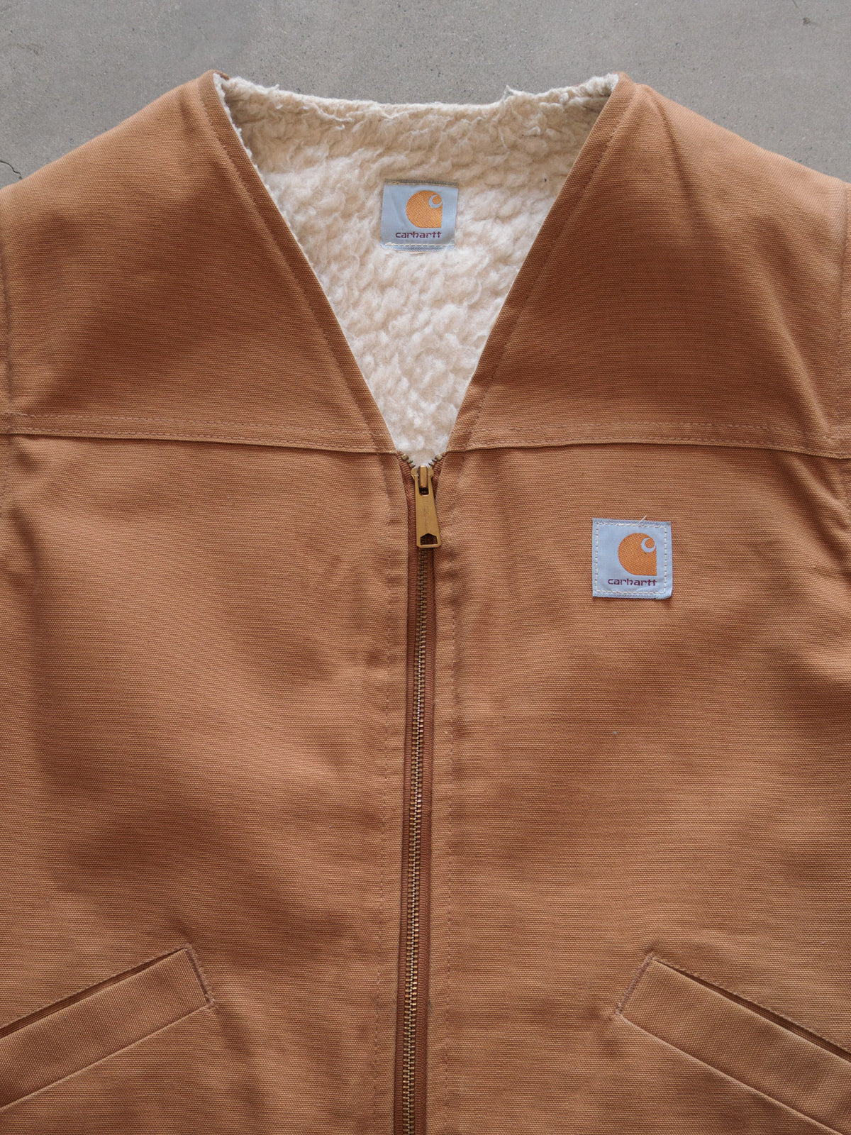Vintage Brown Carhartt Sherpa-Lined Vest (-)
