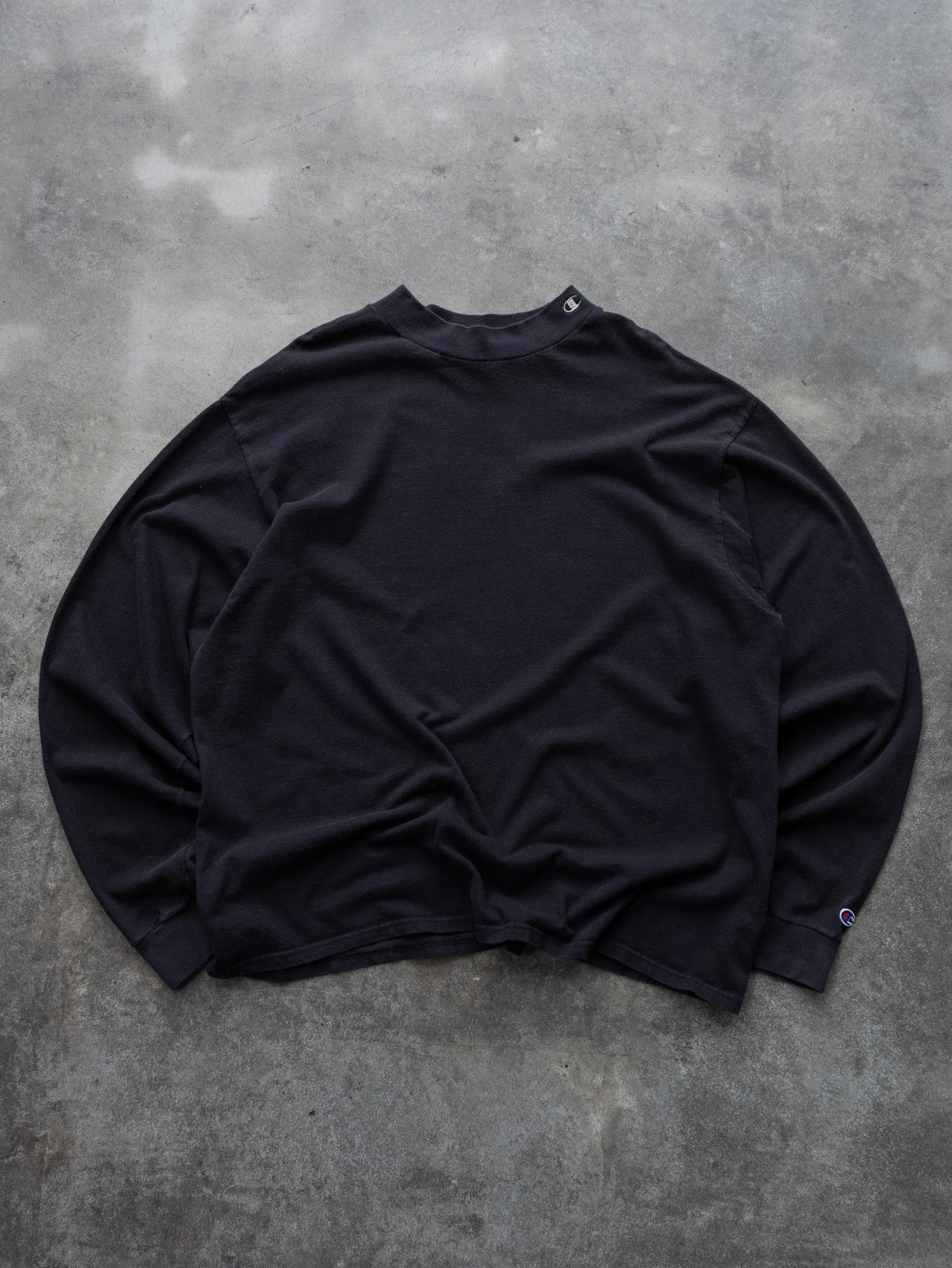 Vintage 90s Black Champion Mock Neck Long Sleeve (2XL)