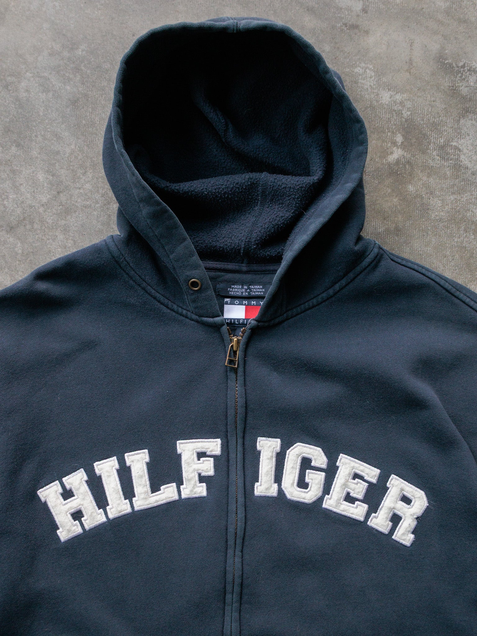 Vintage 90s Navy Tommy Hilfiger Full Zip Hoodie (L)