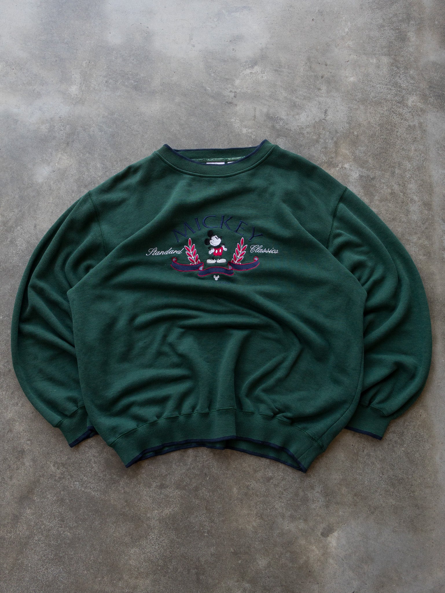 Vintage Green Disney Mickey Mouse Sweatshirt (XL)