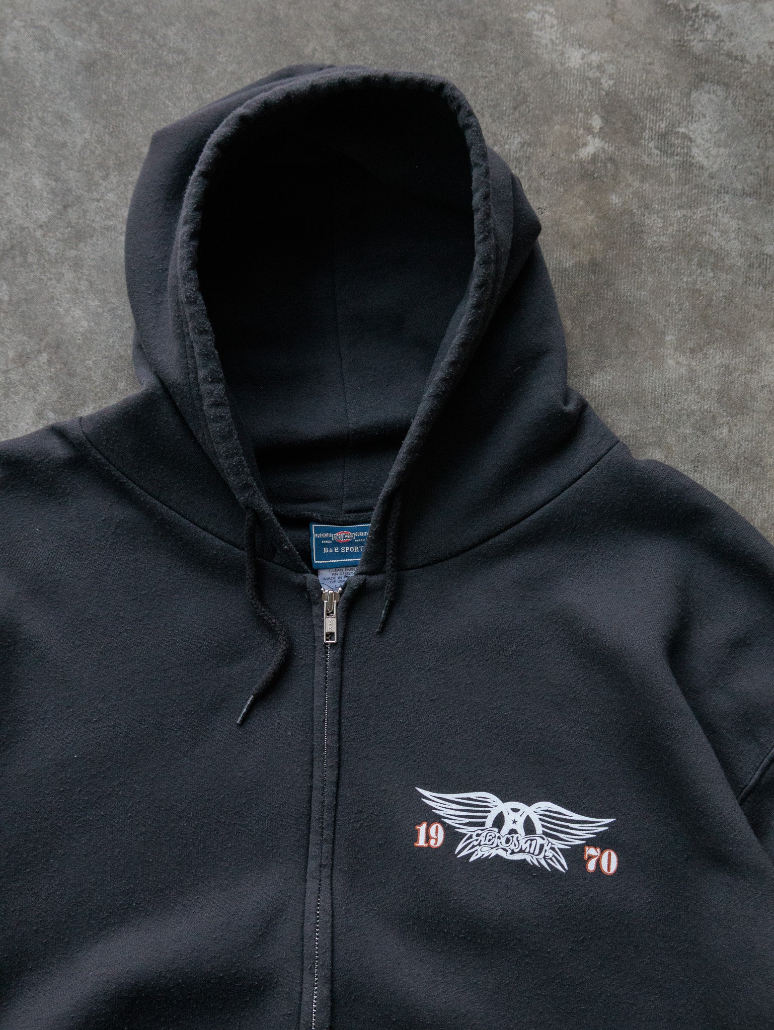 Vintage 00s Black Aerosmith Boston Full Zip Hoodie (L)