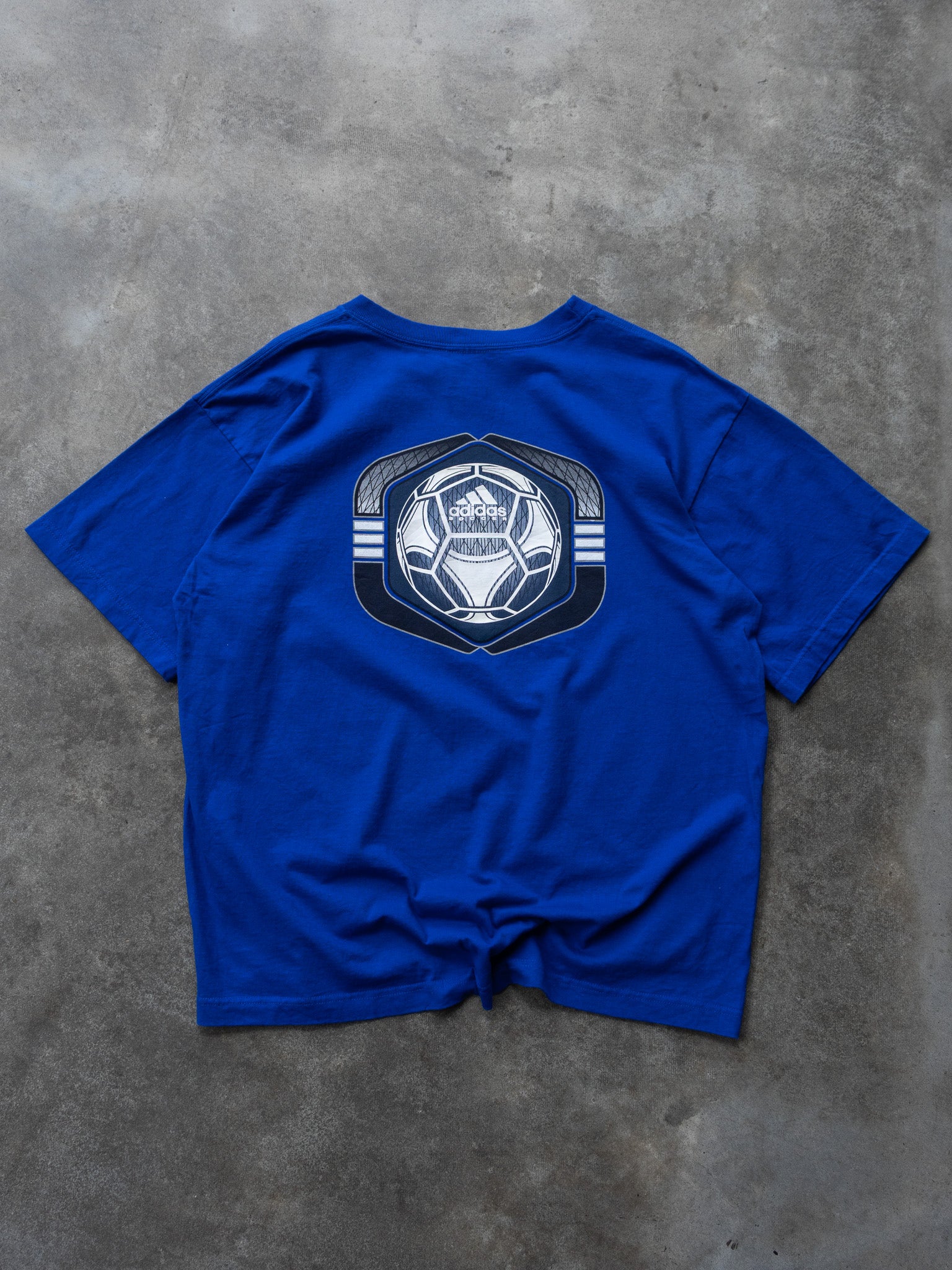 Vintage 00s Blue Adidas Soccer Graphic Tee (L)