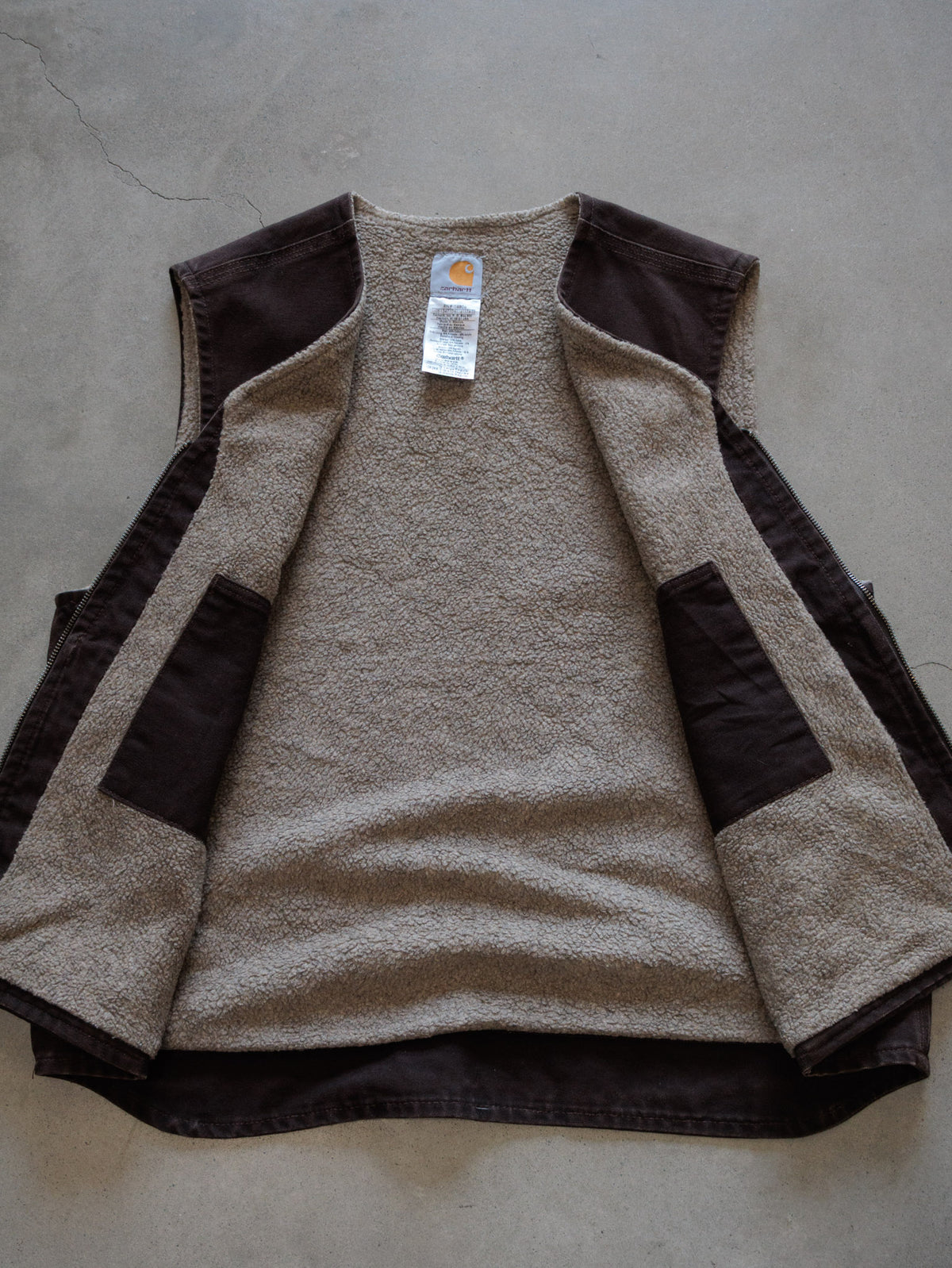 Vintage 00s Brown Carhartt Sherpa-Lined Vest (XL)