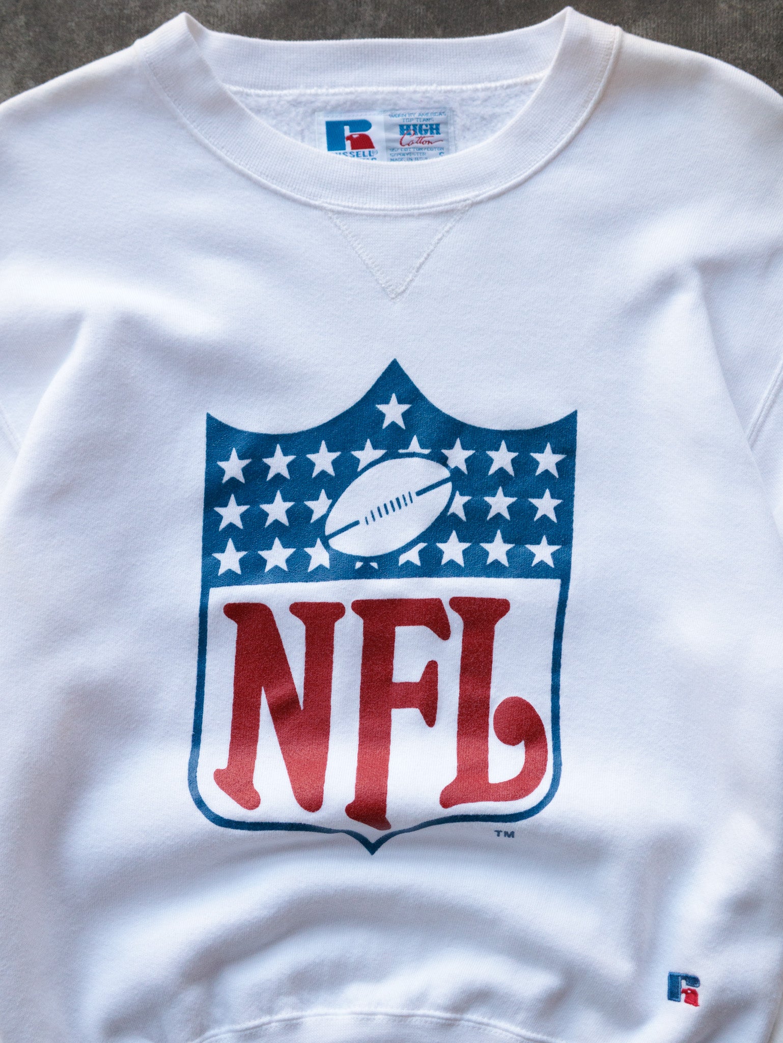 Vintage 90s Russell White NFL Shield Sweatshirt (S)