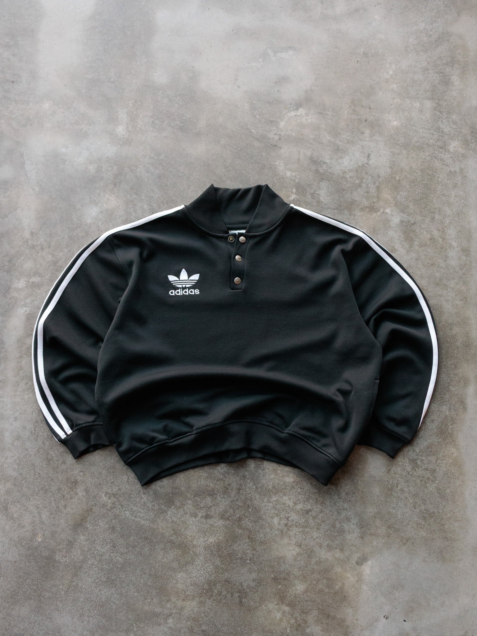 Vintage 90s Black Adidas Button Sweatshirt (M)