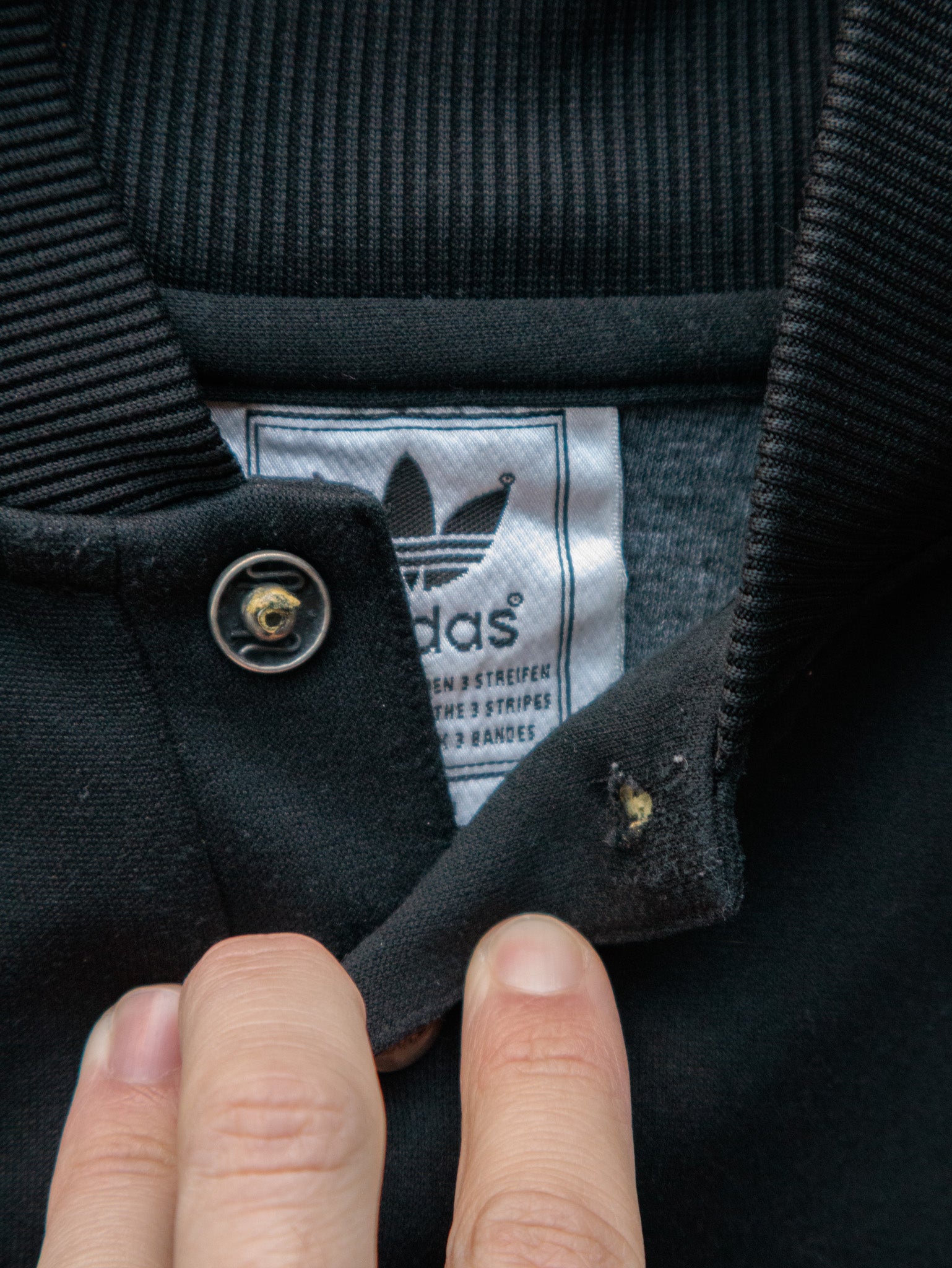 Vintage 90s Black Adidas Button Sweatshirt (M)
