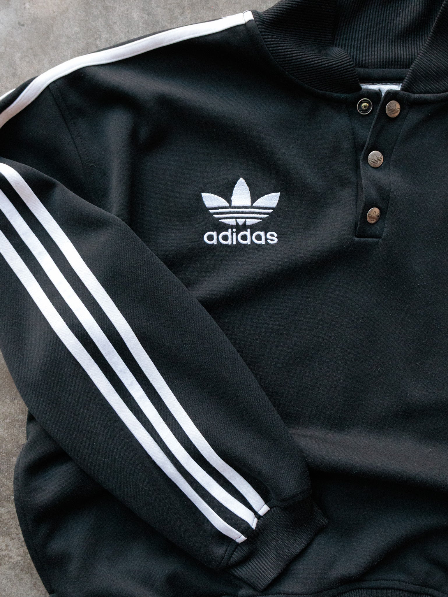 Vintage 90s Black Adidas Button Sweatshirt (M)