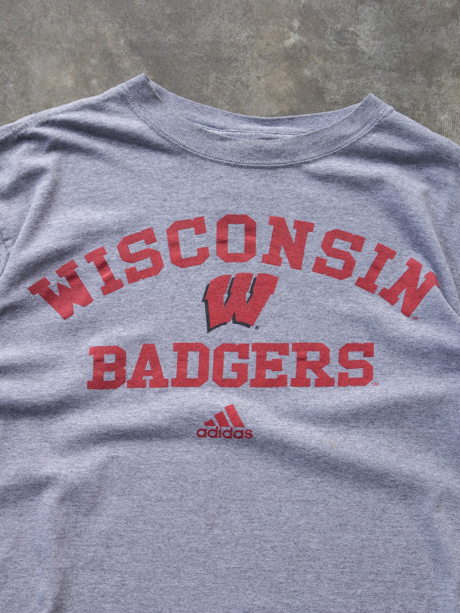 Vintage 00s Grey Adidas Wisconsin Badgers Tee (M)