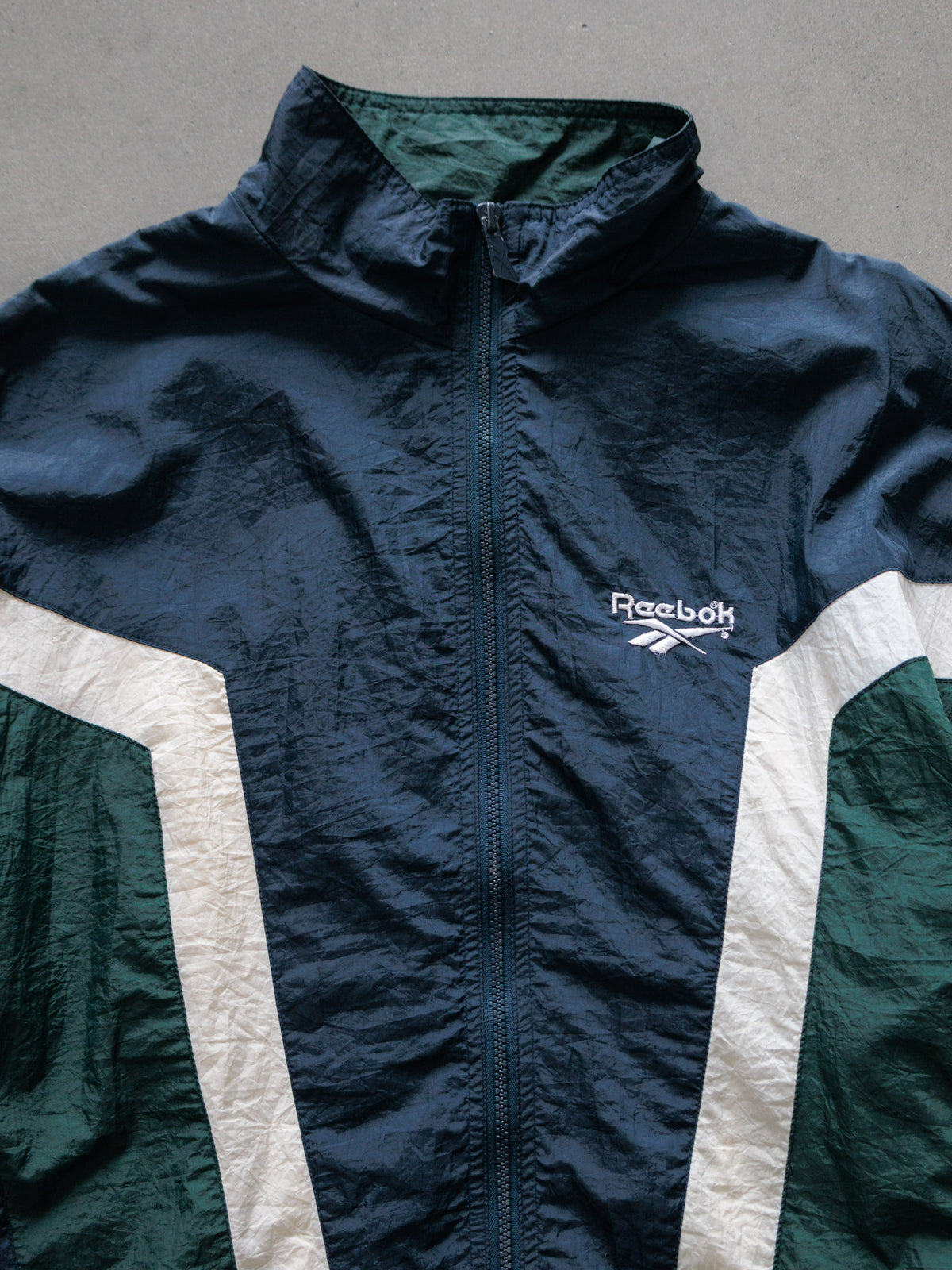 Vintage 90s Navy Reebok Colourblock Jacket (M)