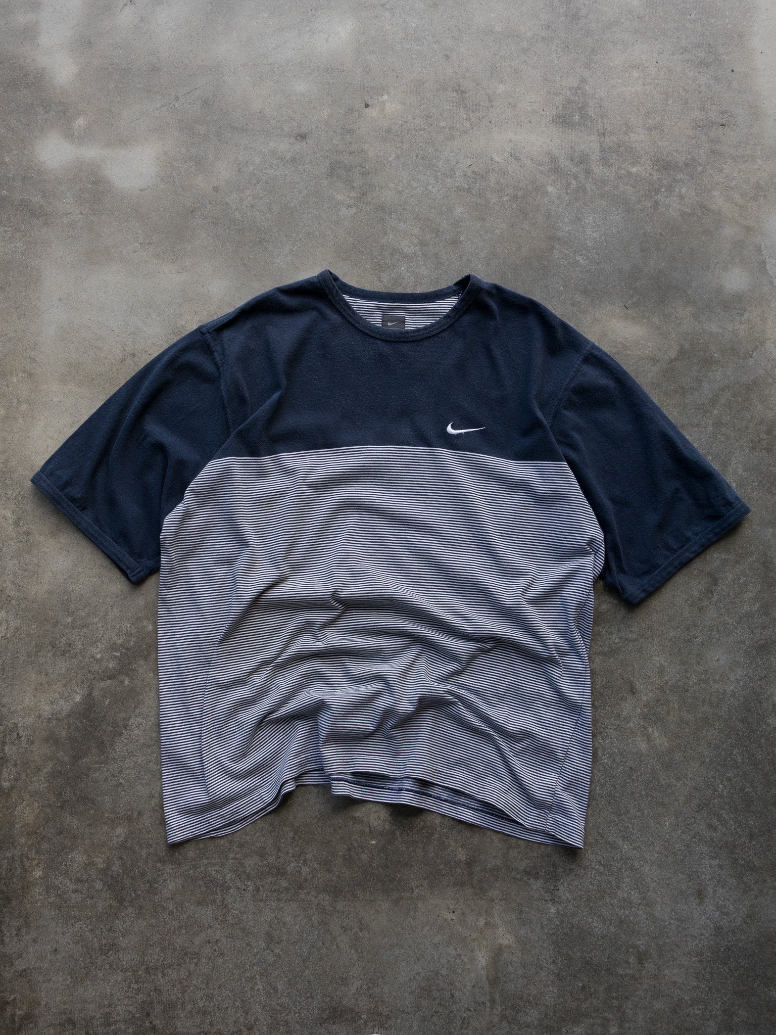 Vintage Navy Nike Golf Striped Swoosh Tee (XL)