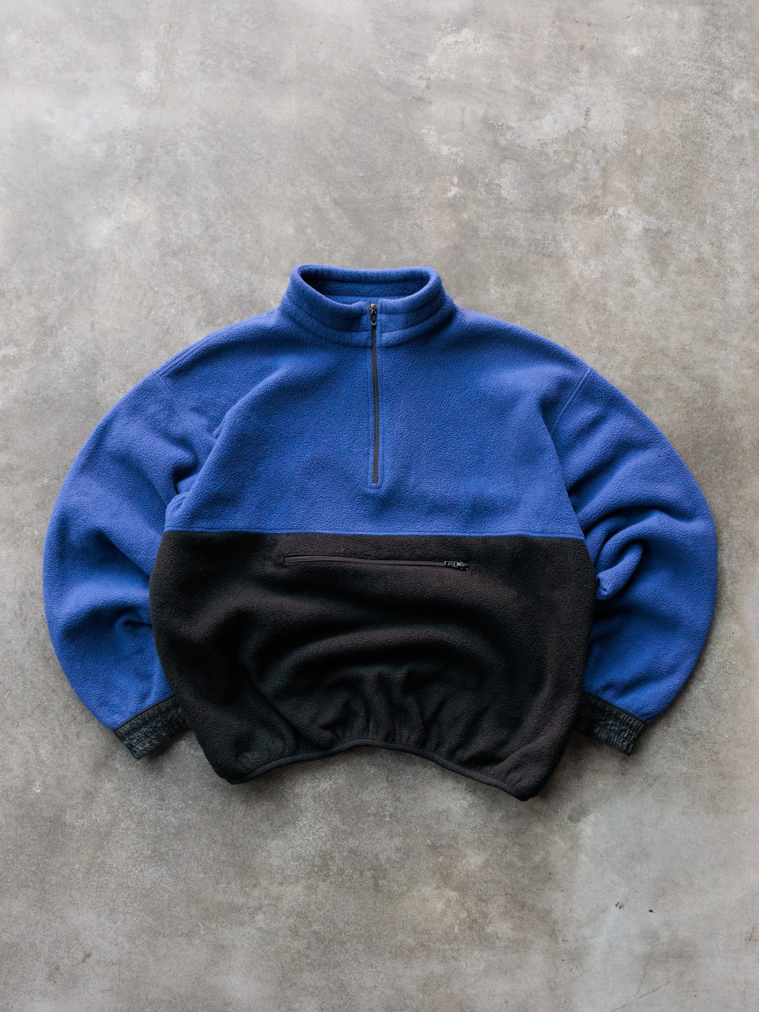 Vintage 90s Blue & Black Gap Quarter Zip Fleece Sweatshirt (S)