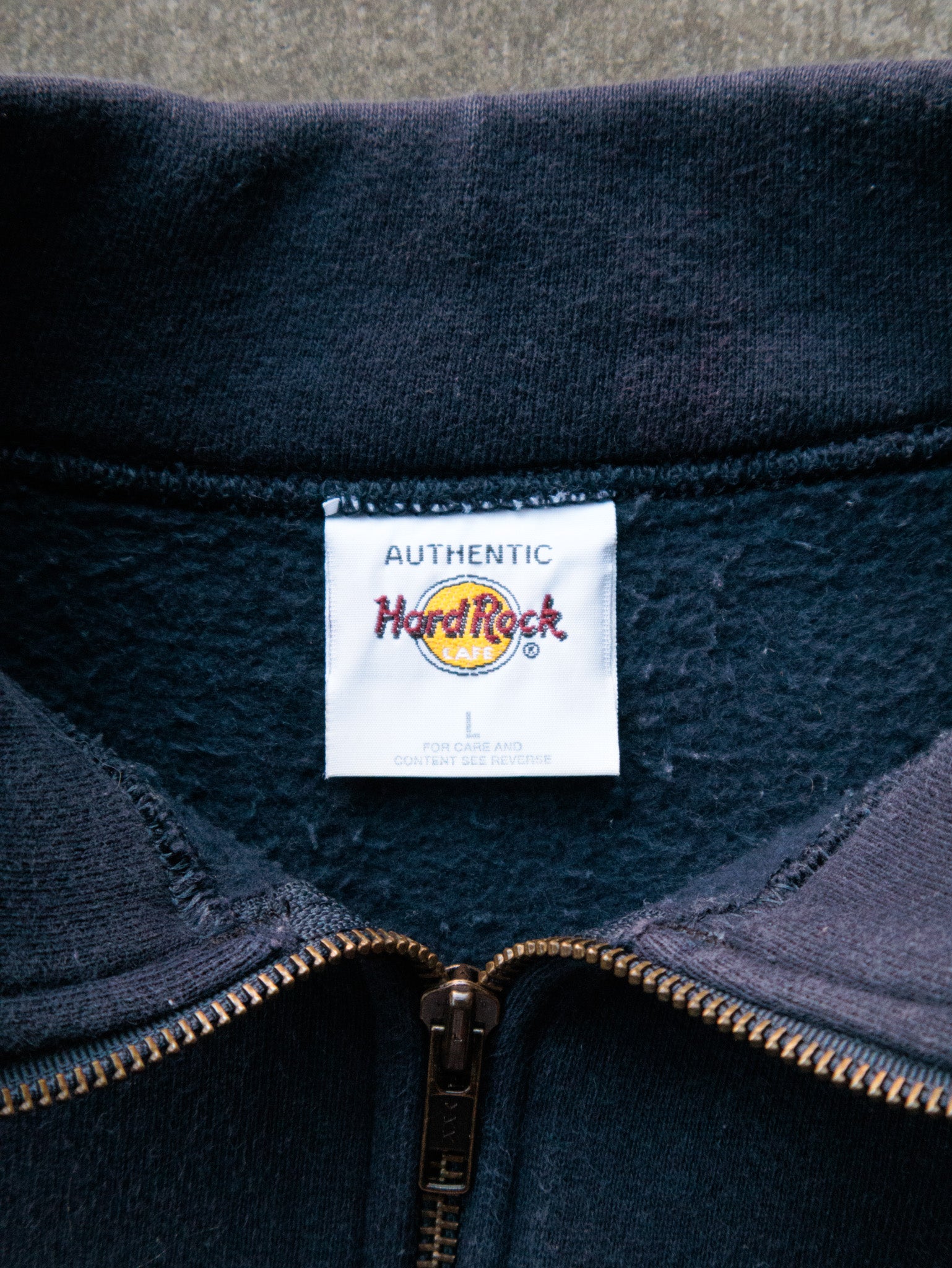 Vintage 00s Navy Hard Rock Cafe Quarter Zip Sweatshirt (L)