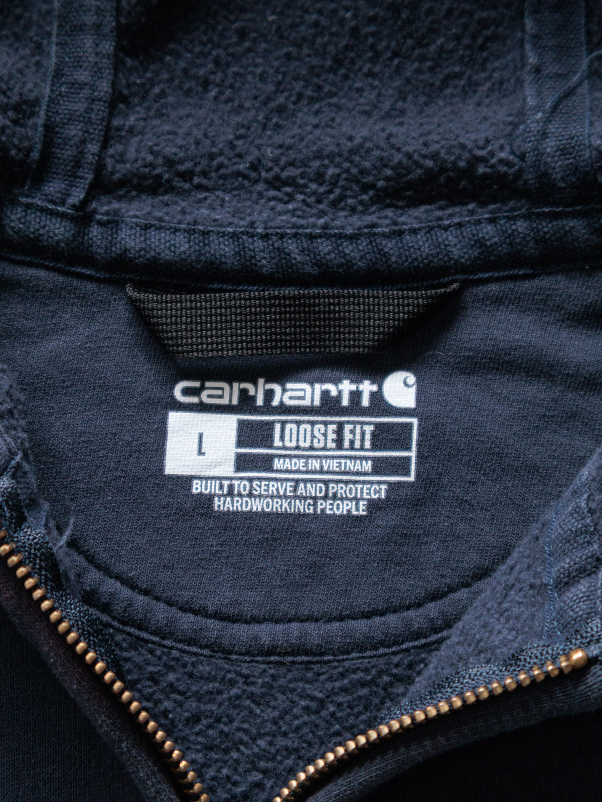 Vintage Navy Carhartt Full Zip Hoodie (L)