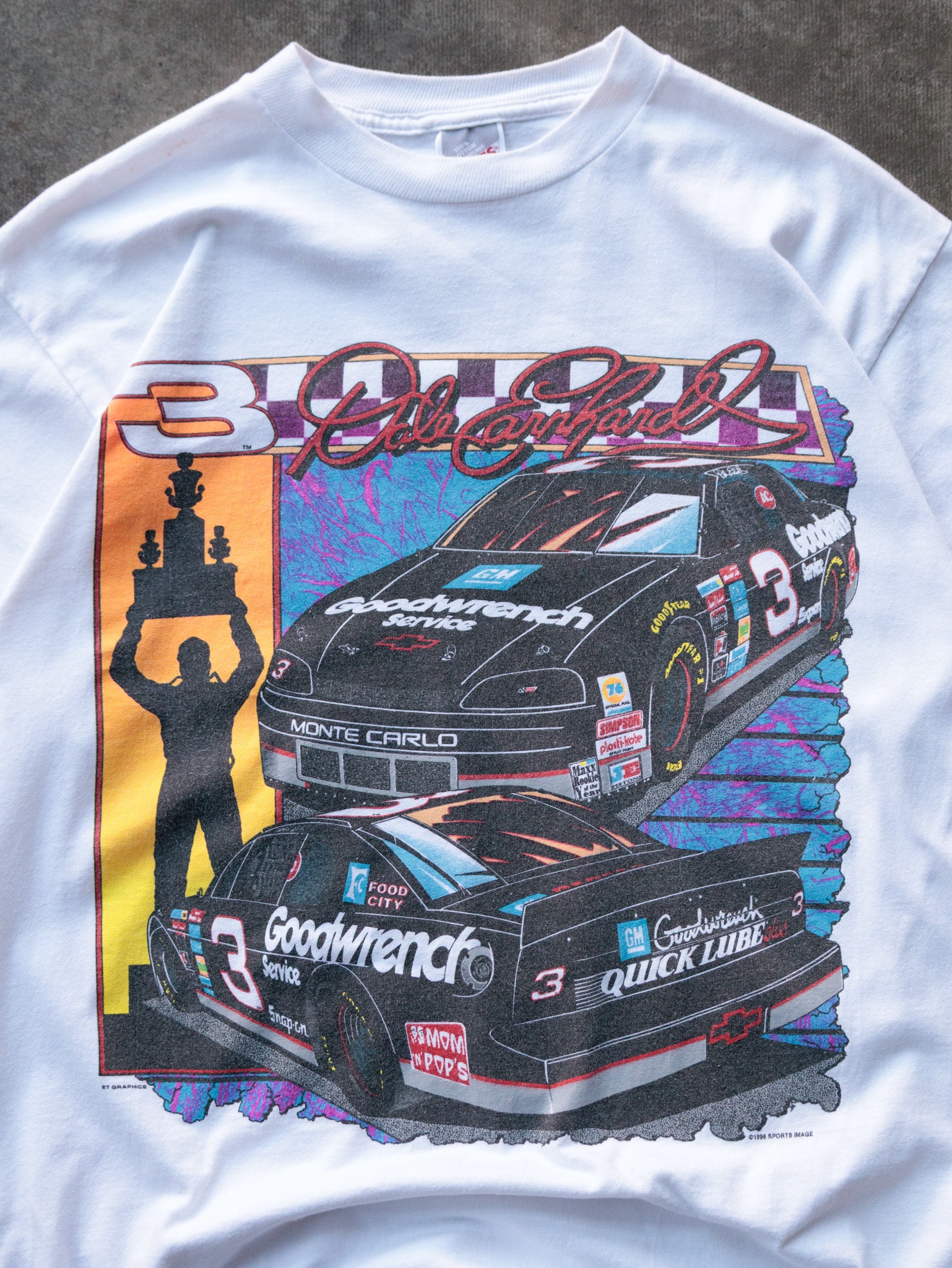 Vintage 1996 White Dale Earnhardt Monte Carlo Tee (L)