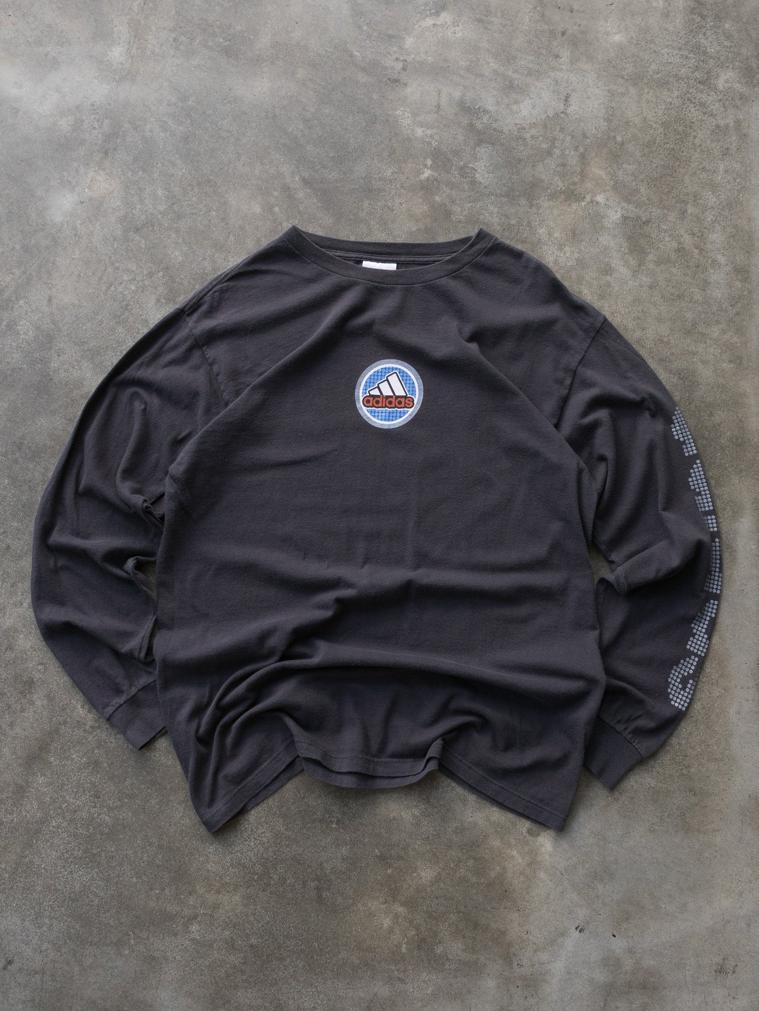 Vintage 90s Faded Navy Adidas Long Sleeve Tee (M)