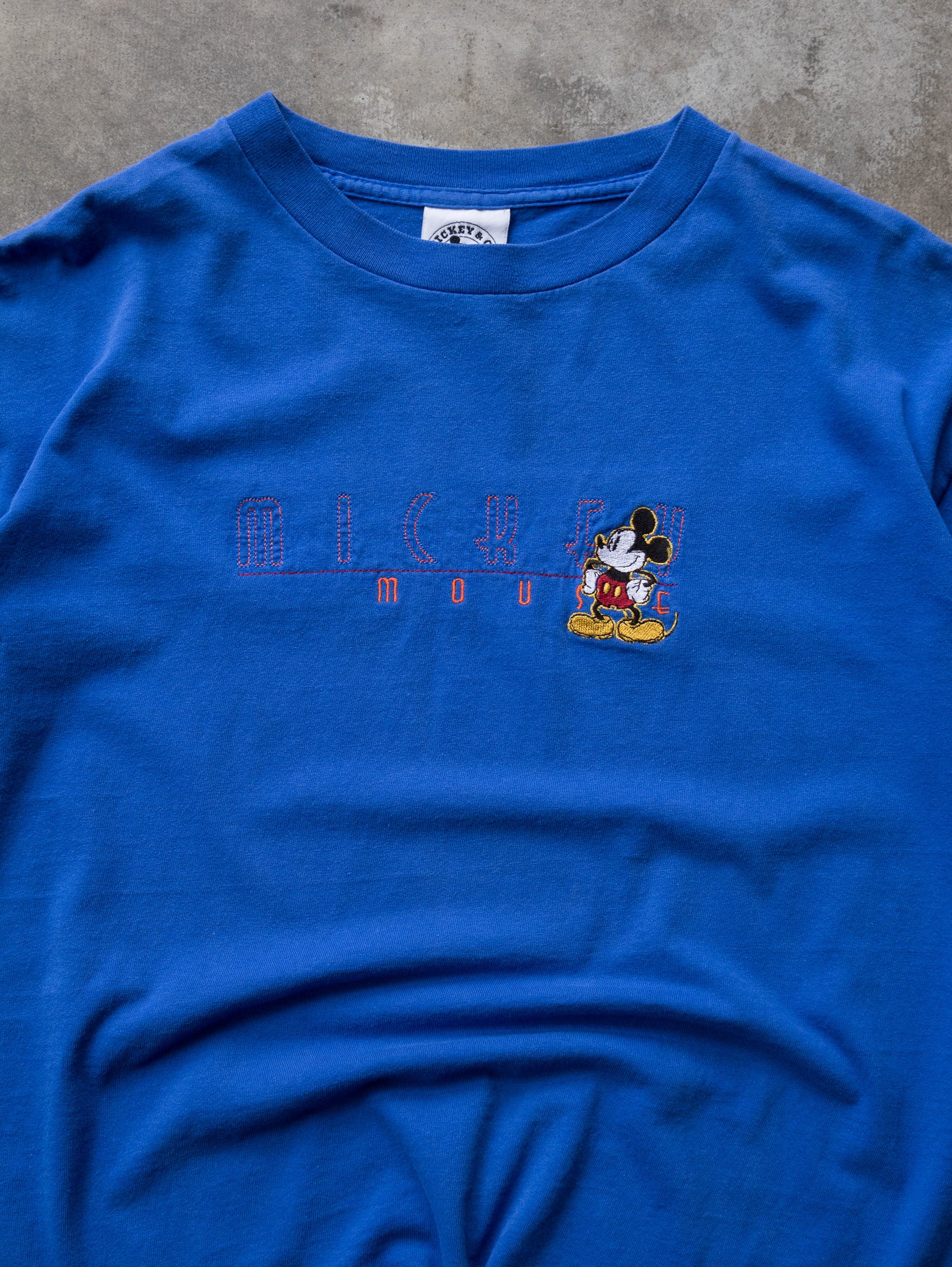 Vintage 90s Blue Mickey Mouse Spell Out Tee (M)