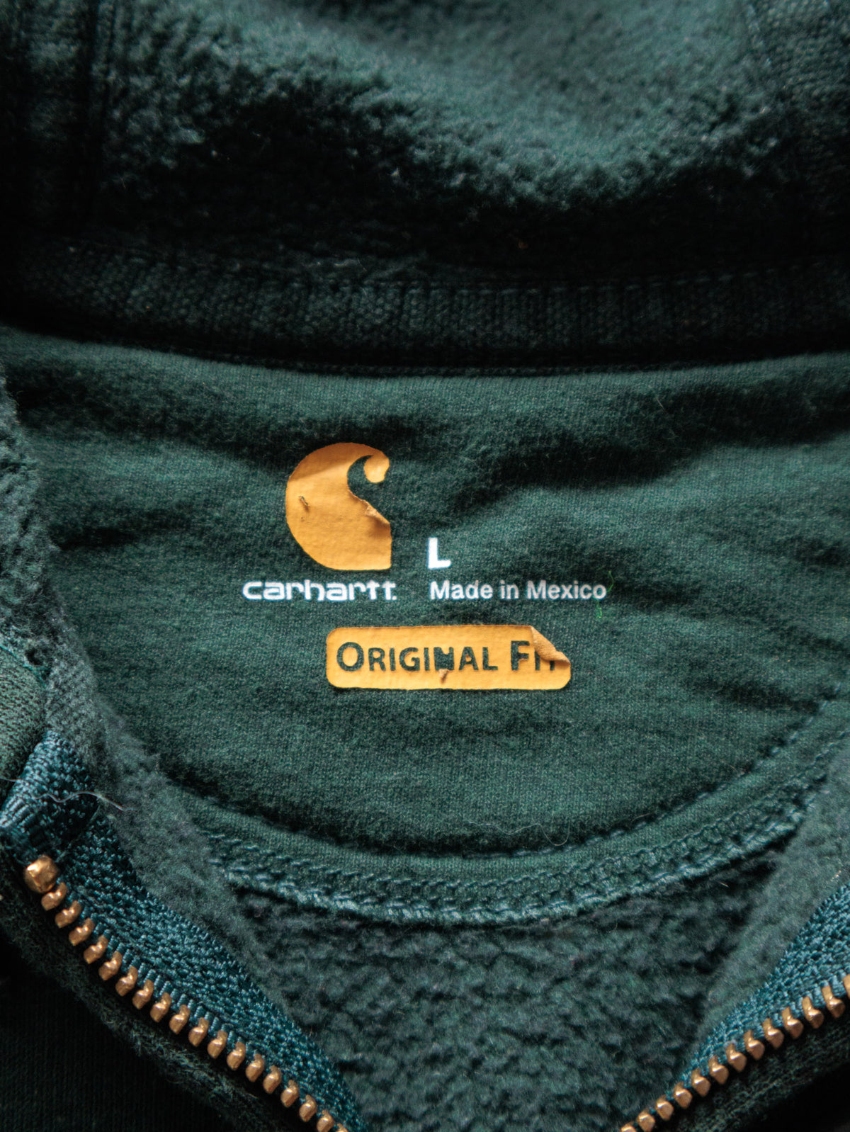 Vintage Green Carhartt Full Zip Hoodie (L)