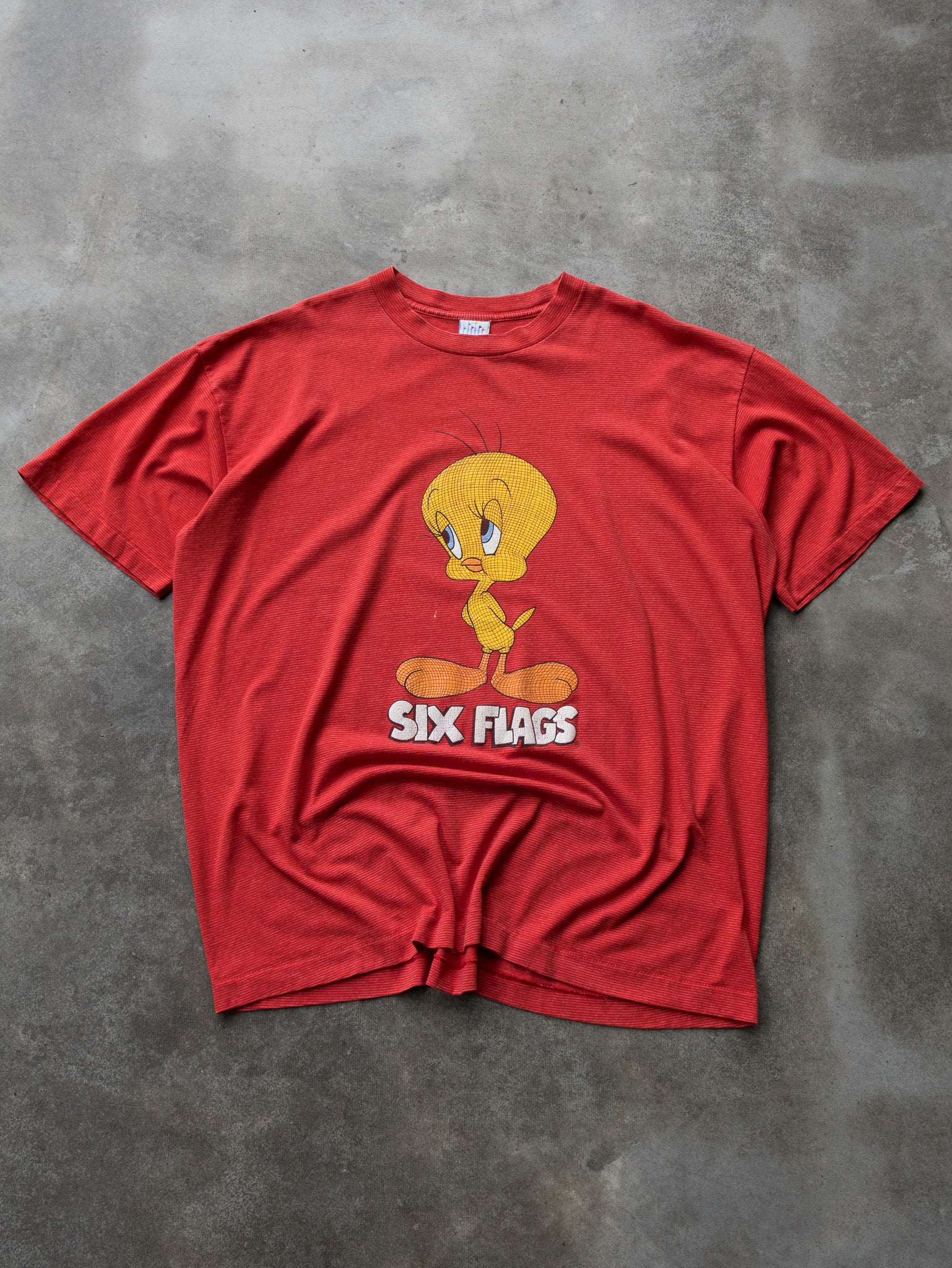 Vintage 1993 Six Flags Tweety Striped Tee (2XL)
