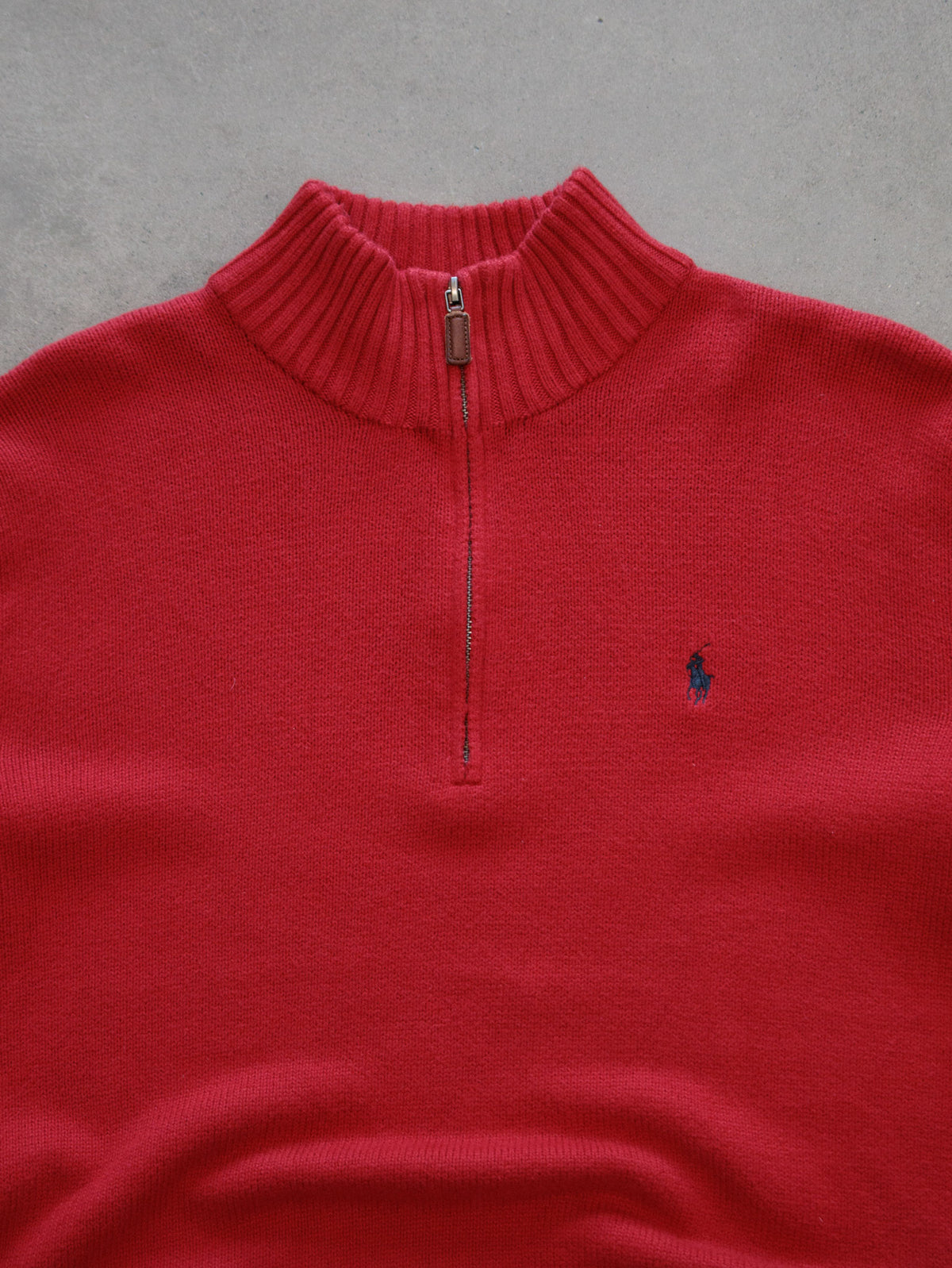 Vintage Red Polo Ralph Lauren Knit Quarter Zip (L)