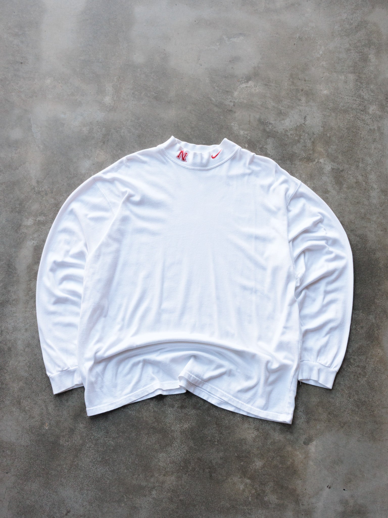 Vintage 00s White Nike Nebraska Cornhuskers Mock Neck Long Sleeve (XL)