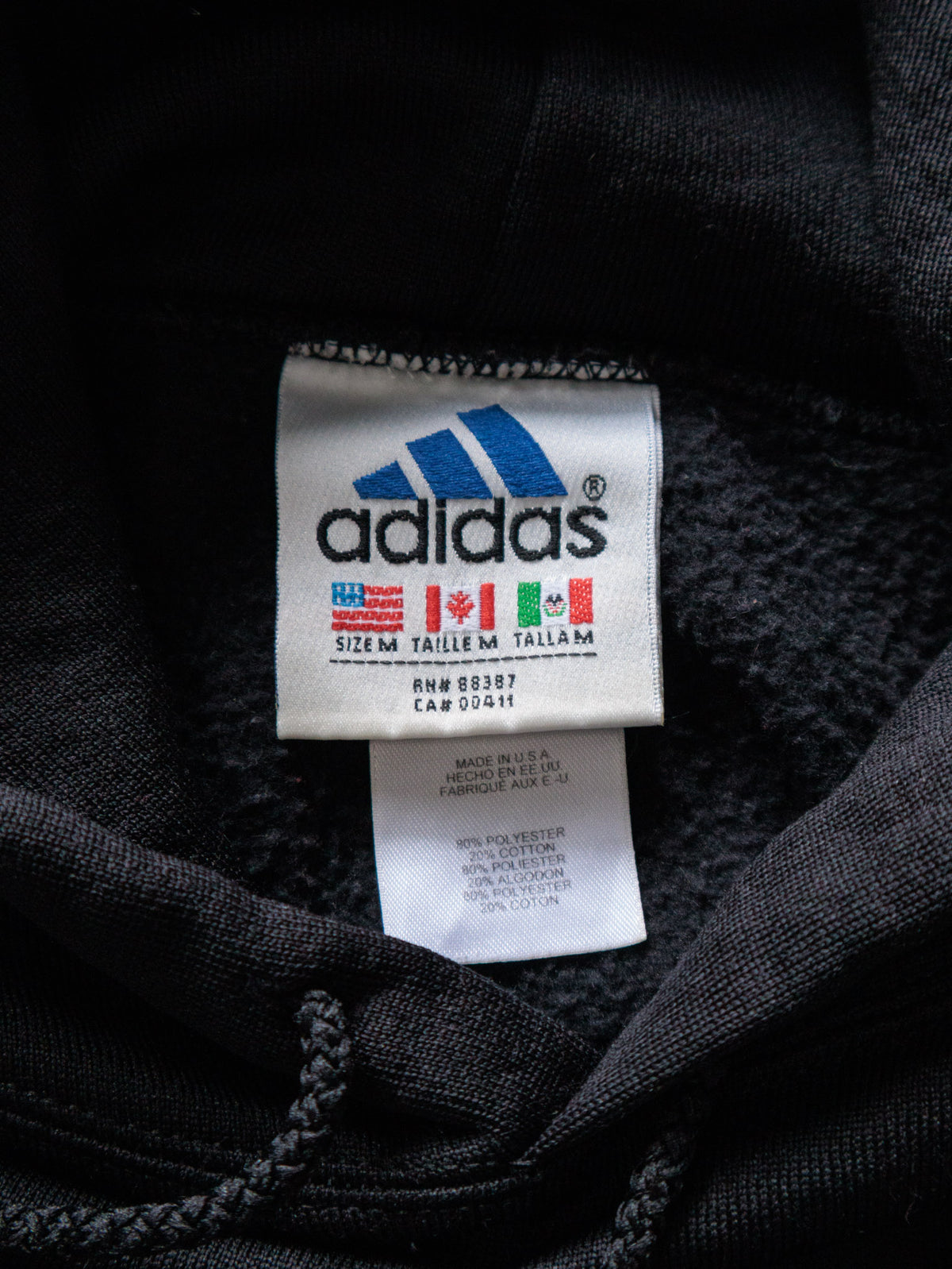 Vintage 90s Black Adidas Hoodie (M)
