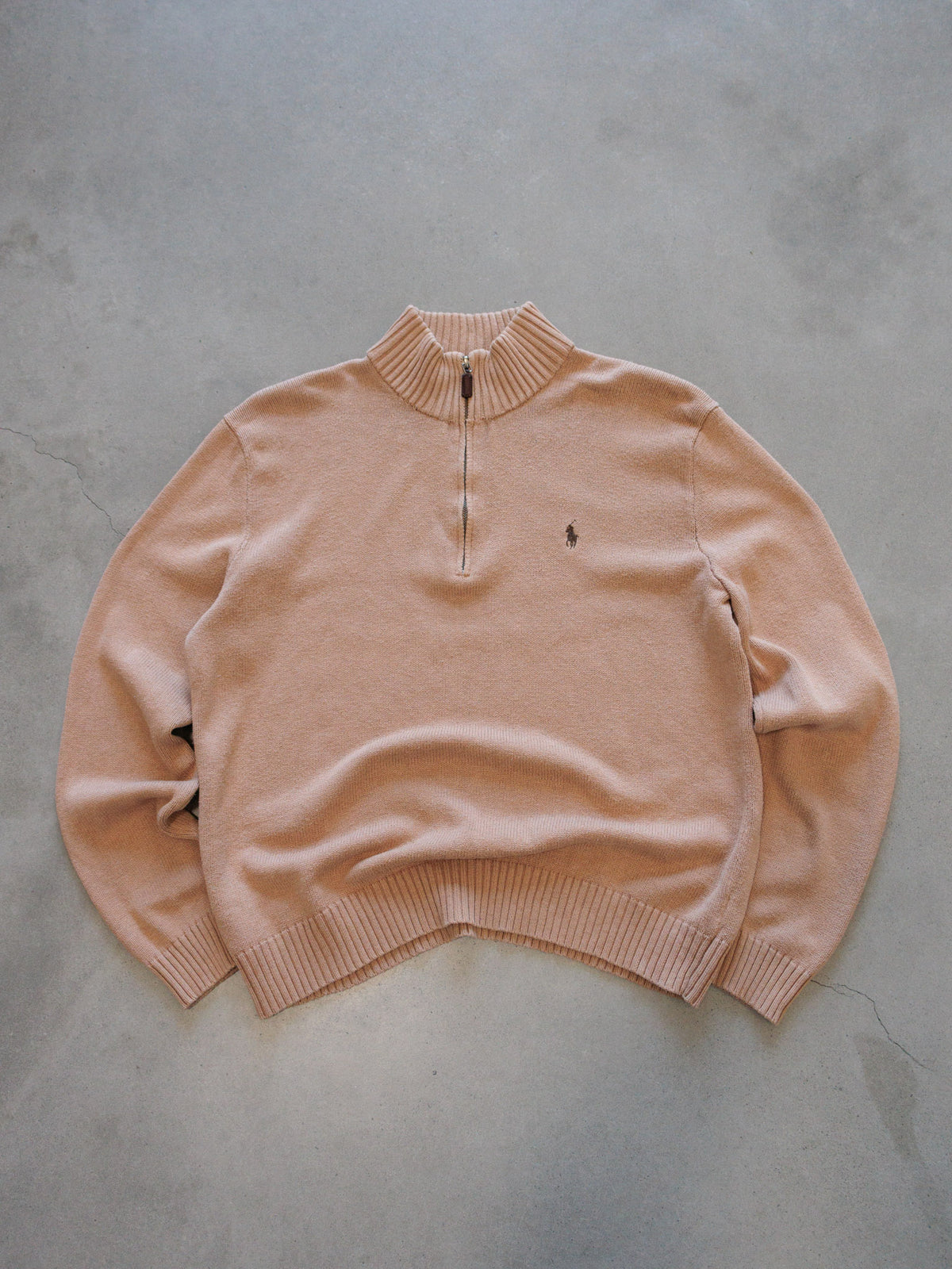 Vintage Pink Polo Ralph Lauren Knit Quarter Zip (L)