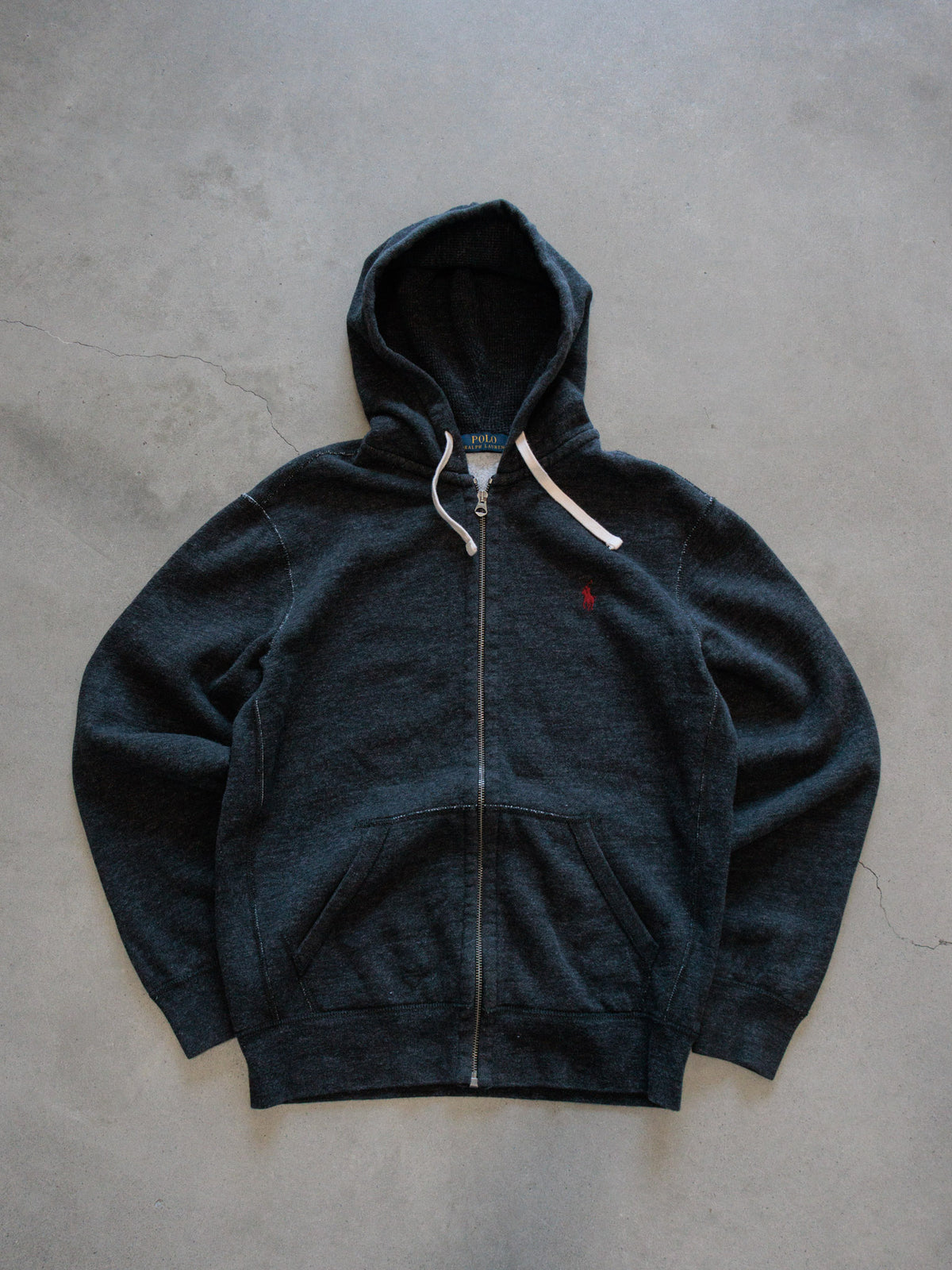 Vintage Grey Polo Ralph Lauren Full Zip Hoodie (M)
