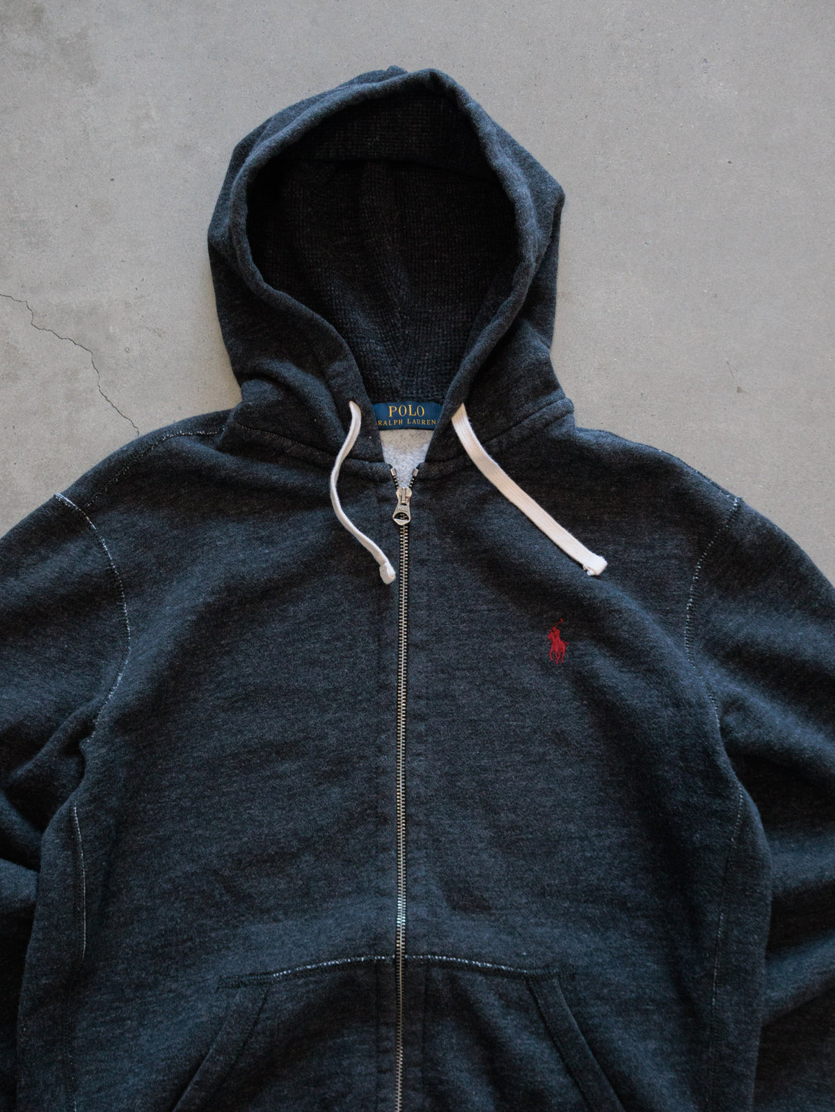 Vintage Grey Polo Ralph Lauren Full Zip Hoodie (M)
