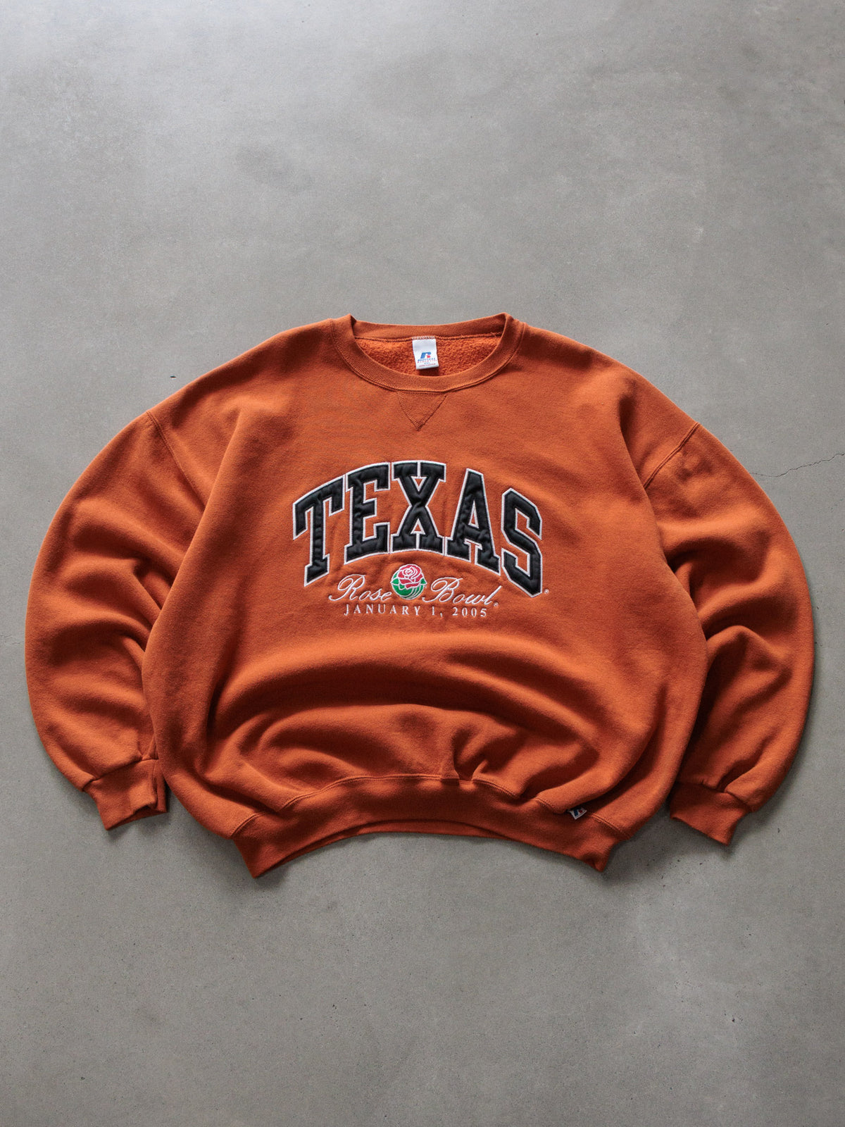 Vintage 2005 Orange Russell Athletic Texas Sweatshirt (2XL)