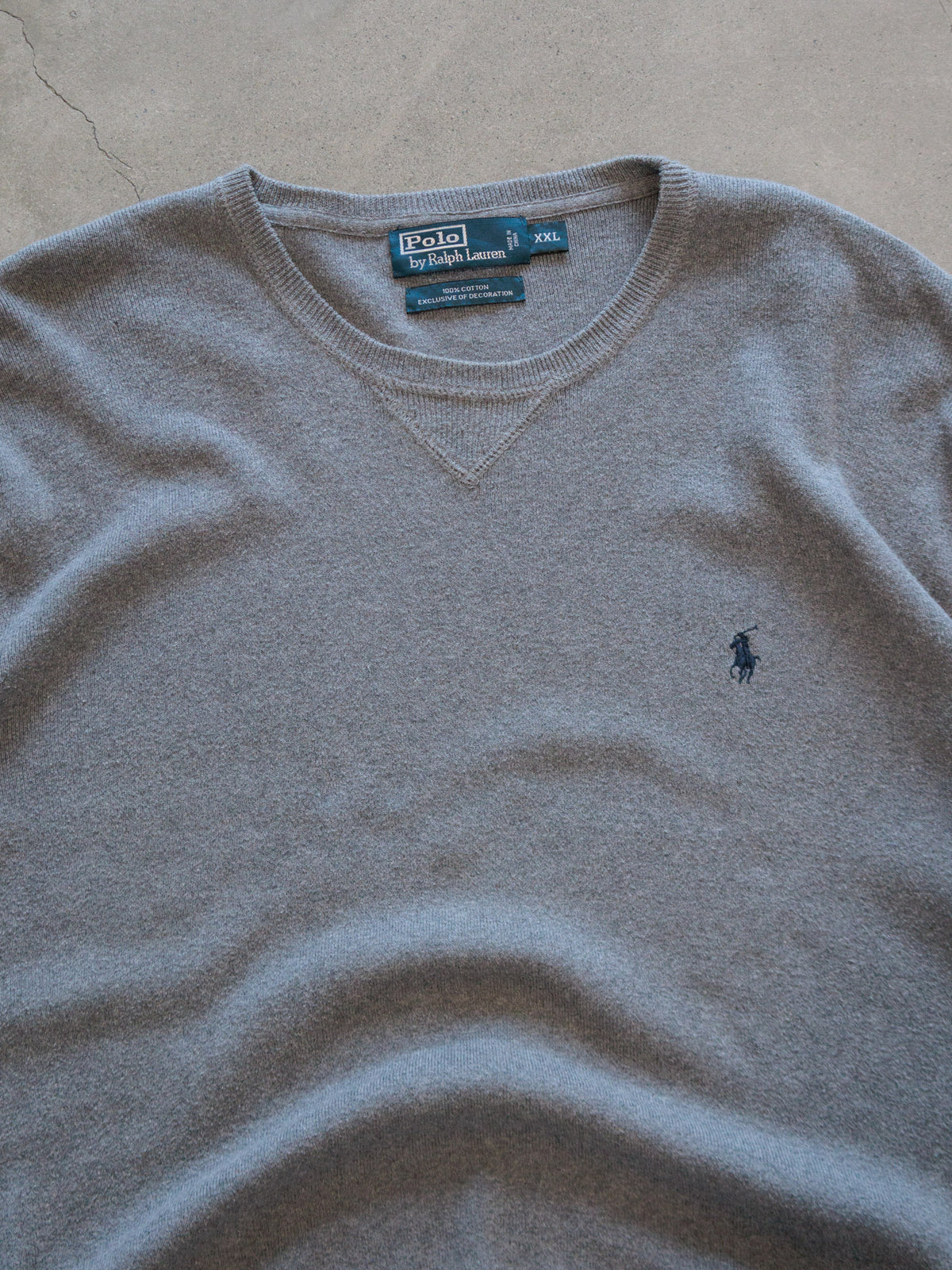 Vintage Grey Polo Ralph Lauren Knit Sweater (2XL)