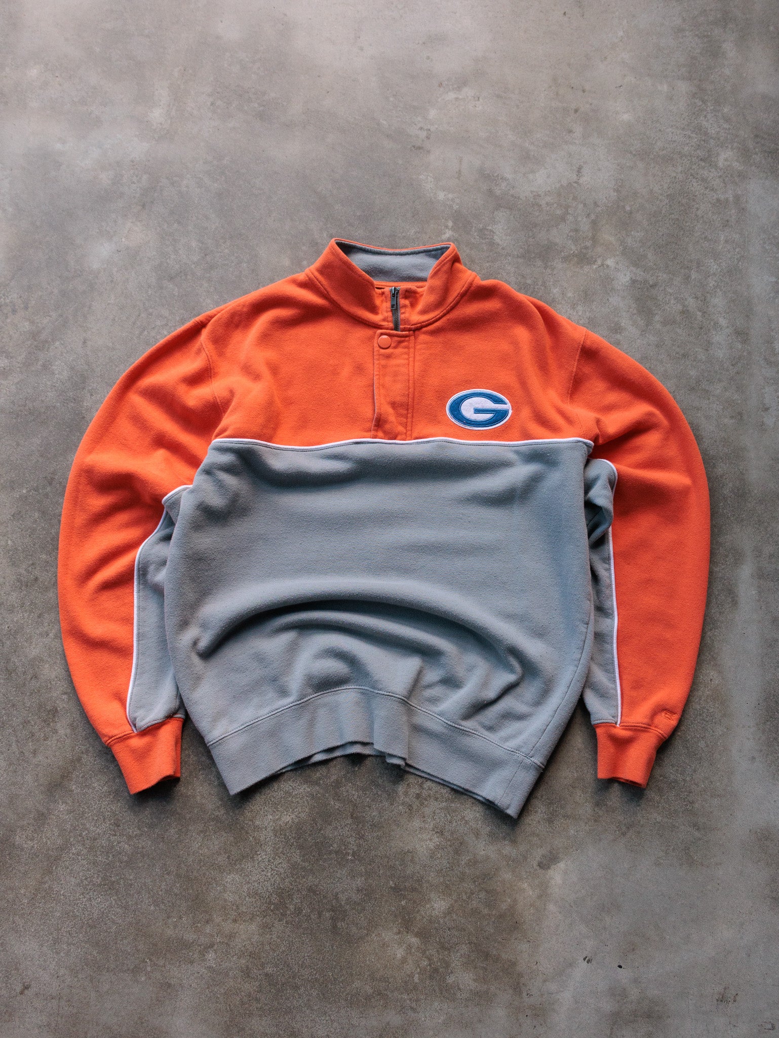 Vintage Orange Colosseum Bishop Gorman Colourblock Fleece Quarter Zip (L)
