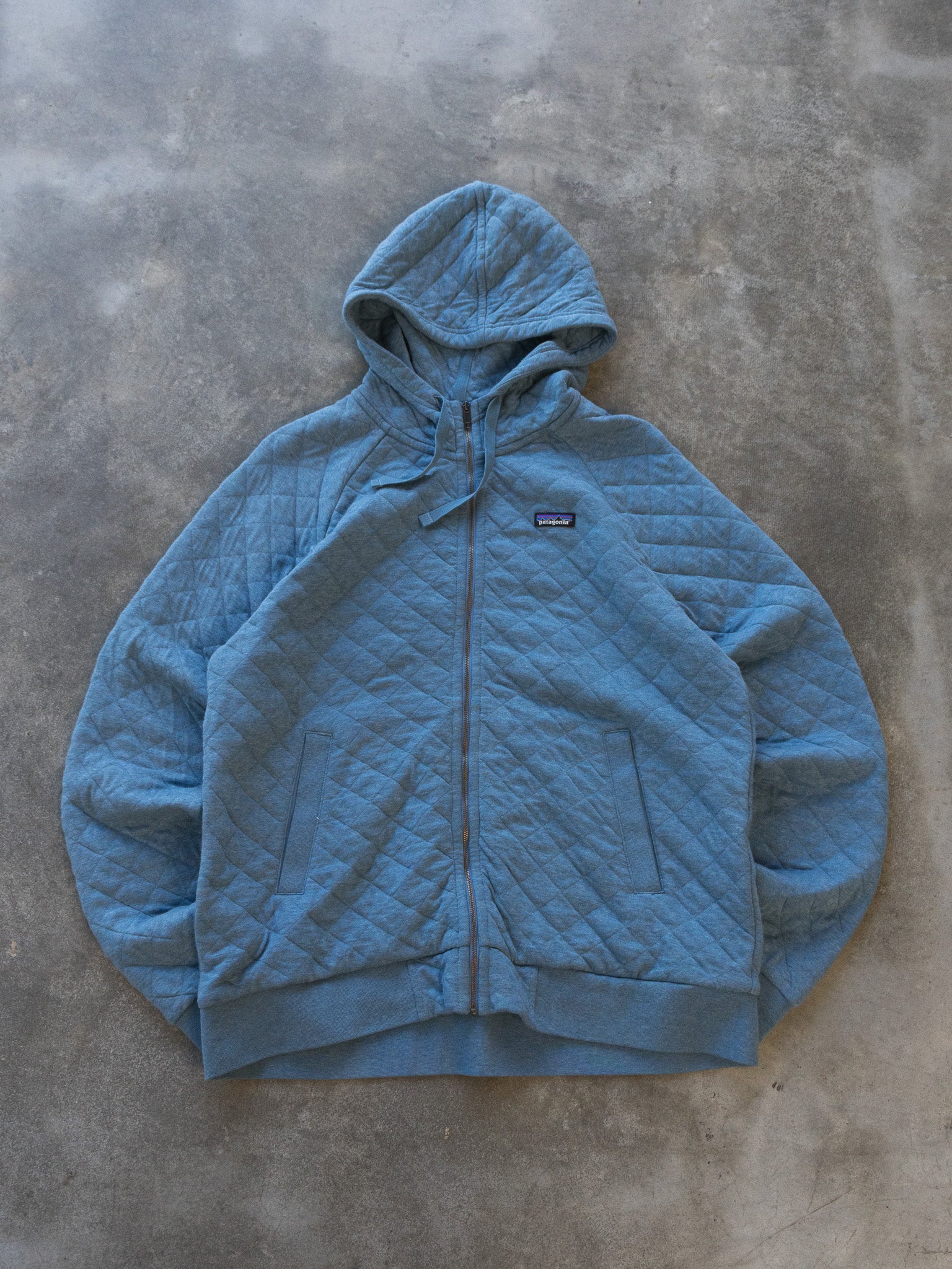 Vintage Blue Patagonia Quilted Zip Hoodie (XL)