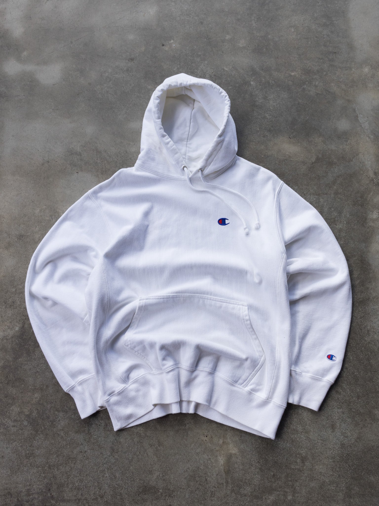 Vintage White Champion Reverse Weave Hoodie (L)