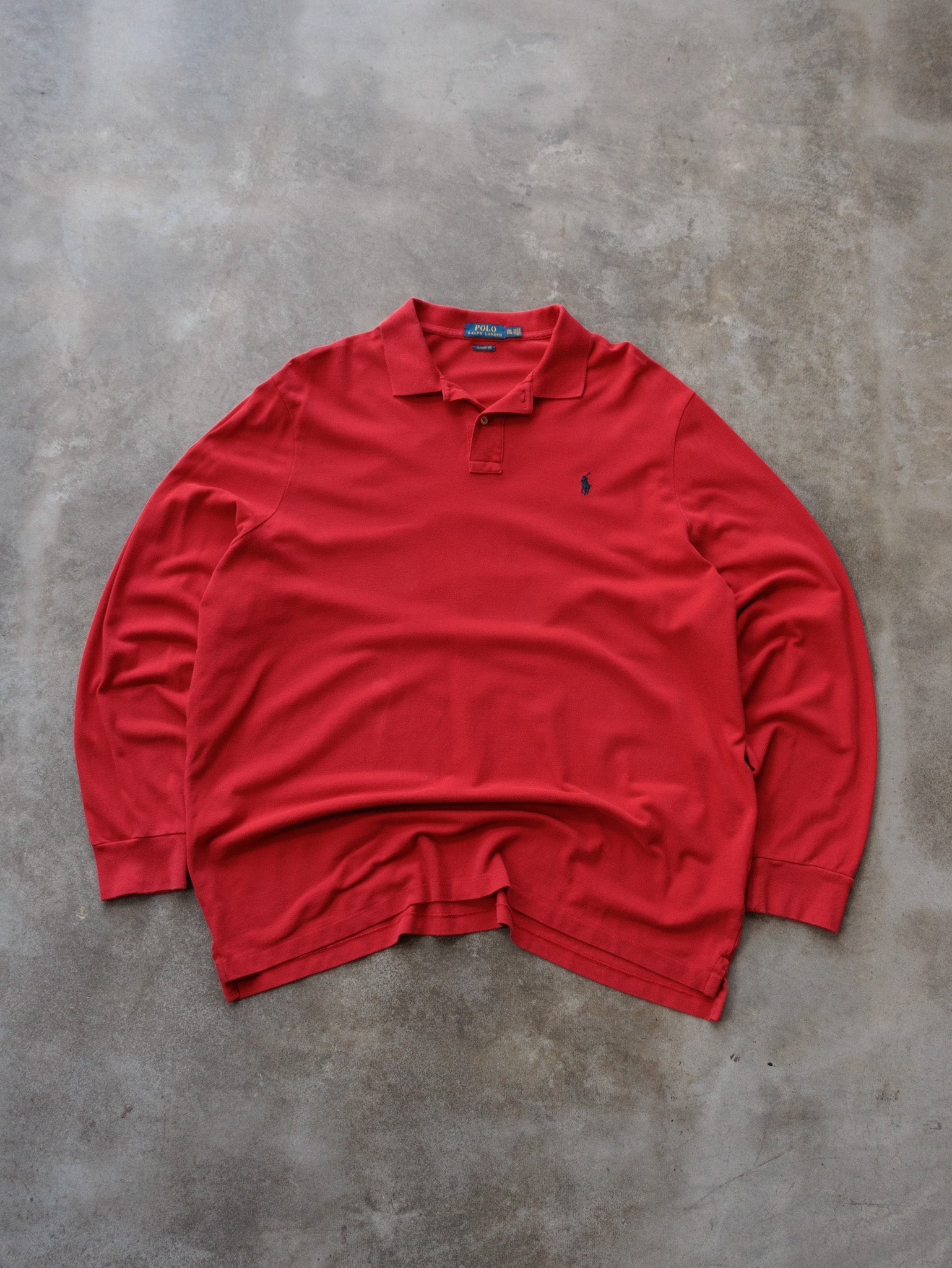 Vintage Red Polo Ralph Lauren Long Sleeve Polo Shirt (2XL)