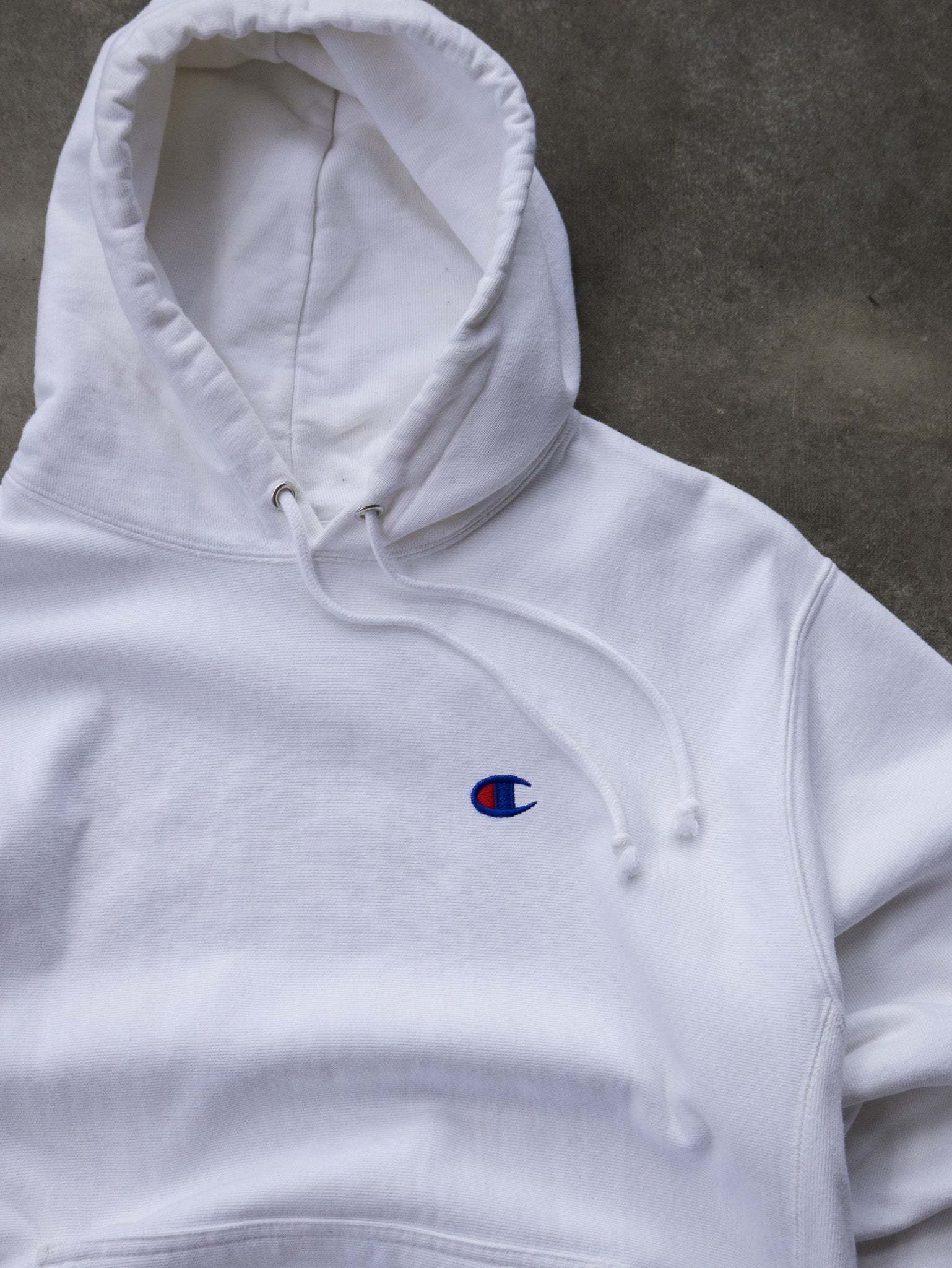 Vintage White Champion Reverse Weave Hoodie (L)
