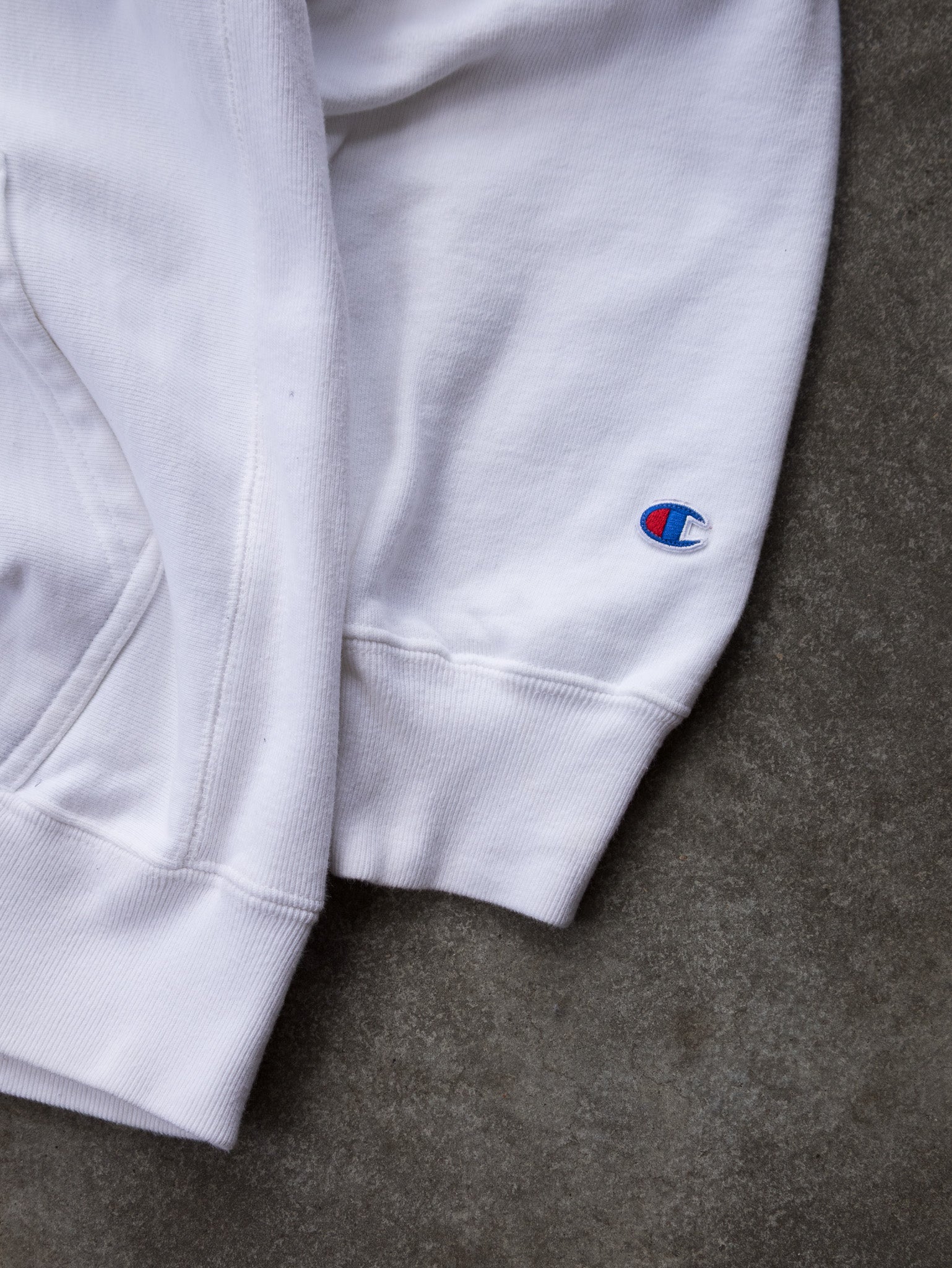 Vintage White Champion Reverse Weave Hoodie (L)