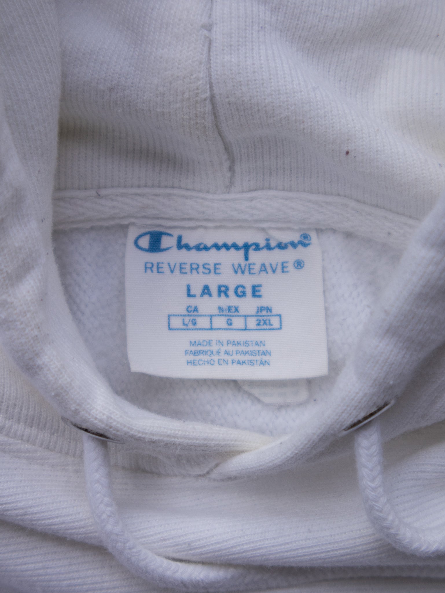 Vintage White Champion Reverse Weave Hoodie (L)