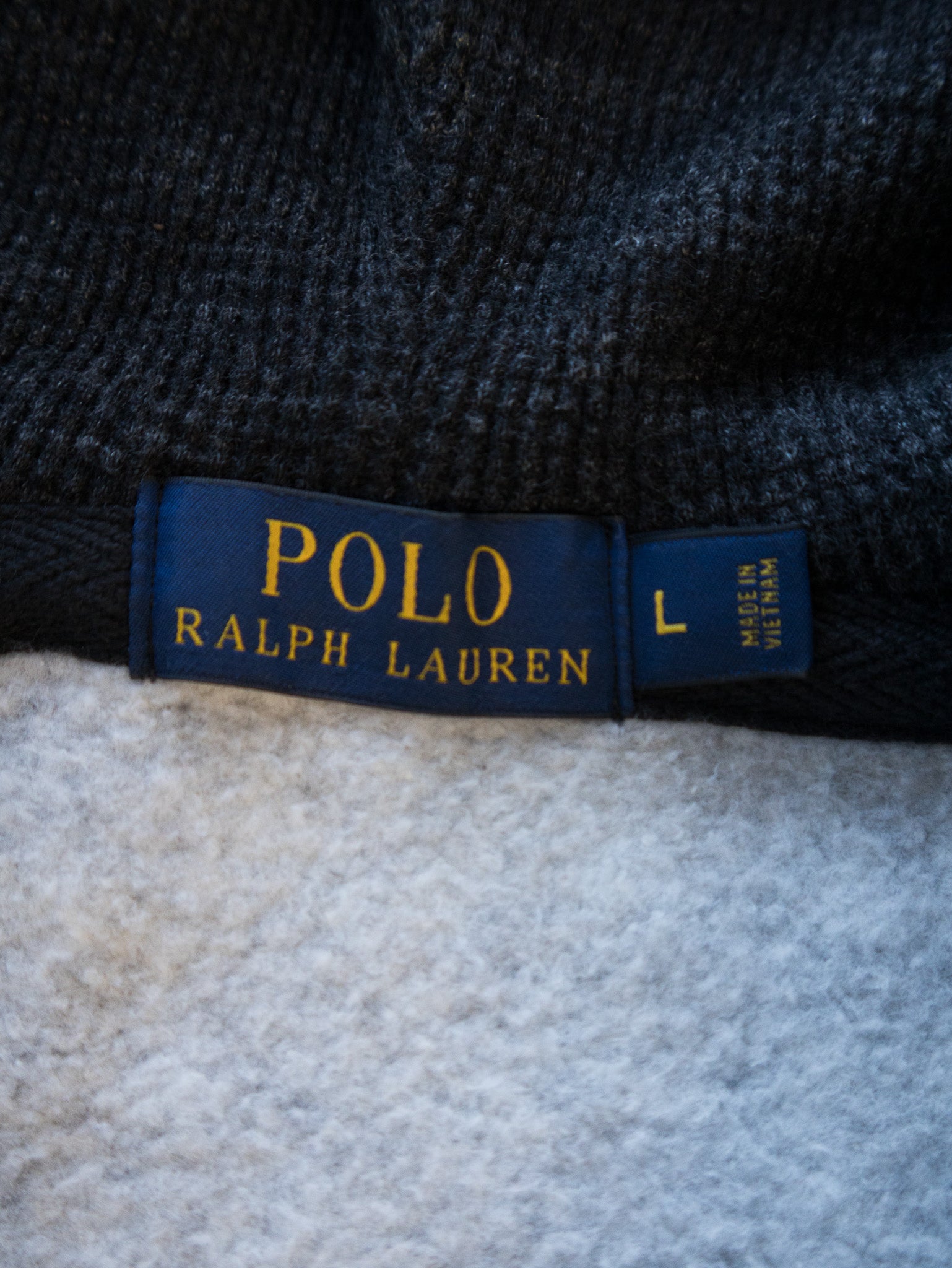 Vintage Charcoal Polo Ralph Lauren Zip Hoodie (L)