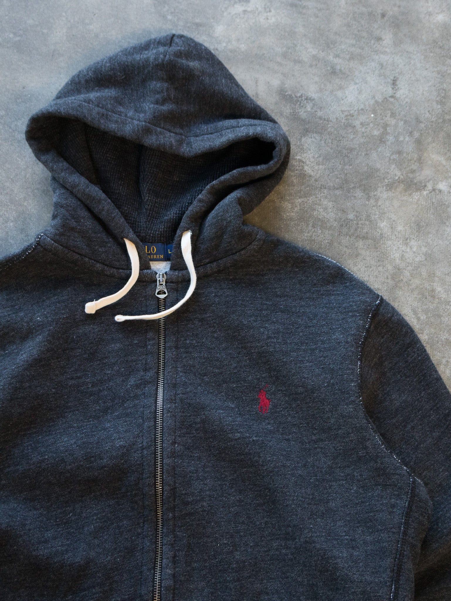 Vintage Charcoal Polo Ralph Lauren Zip Hoodie (L)