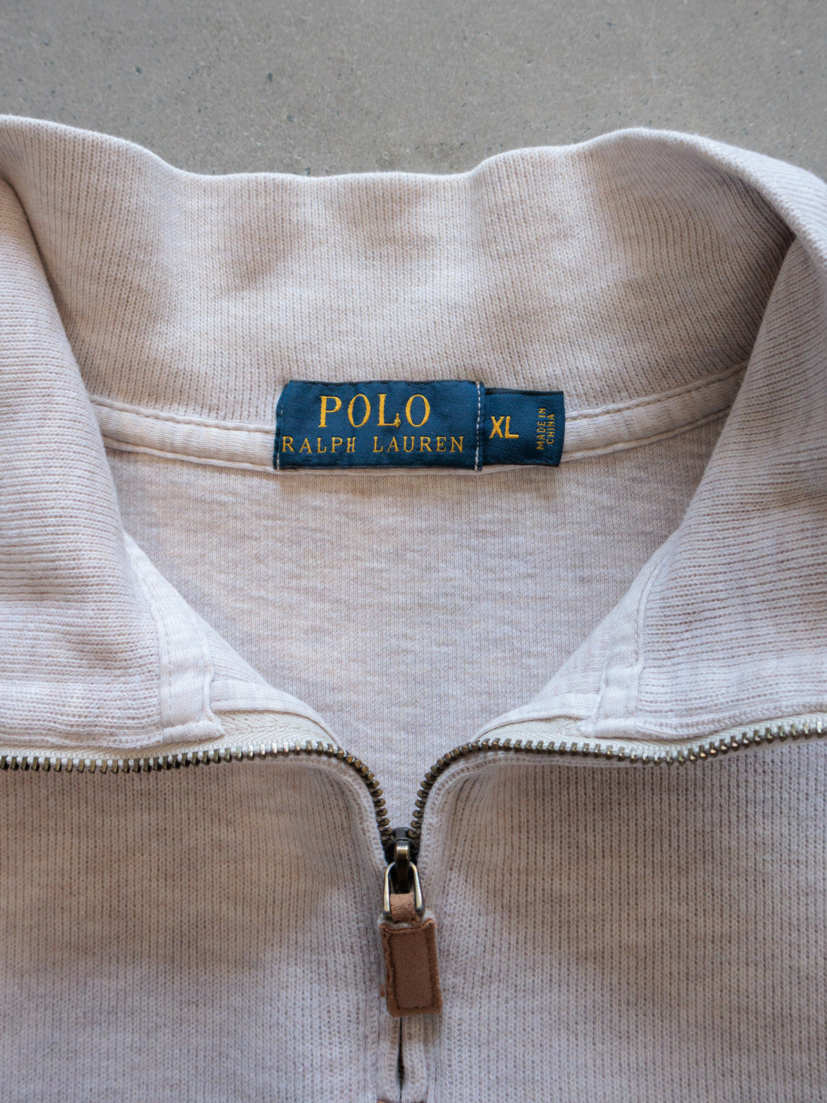 Vintage 00s Beige Polo Ralph Lauren Fleece Quarter Zip (XL)