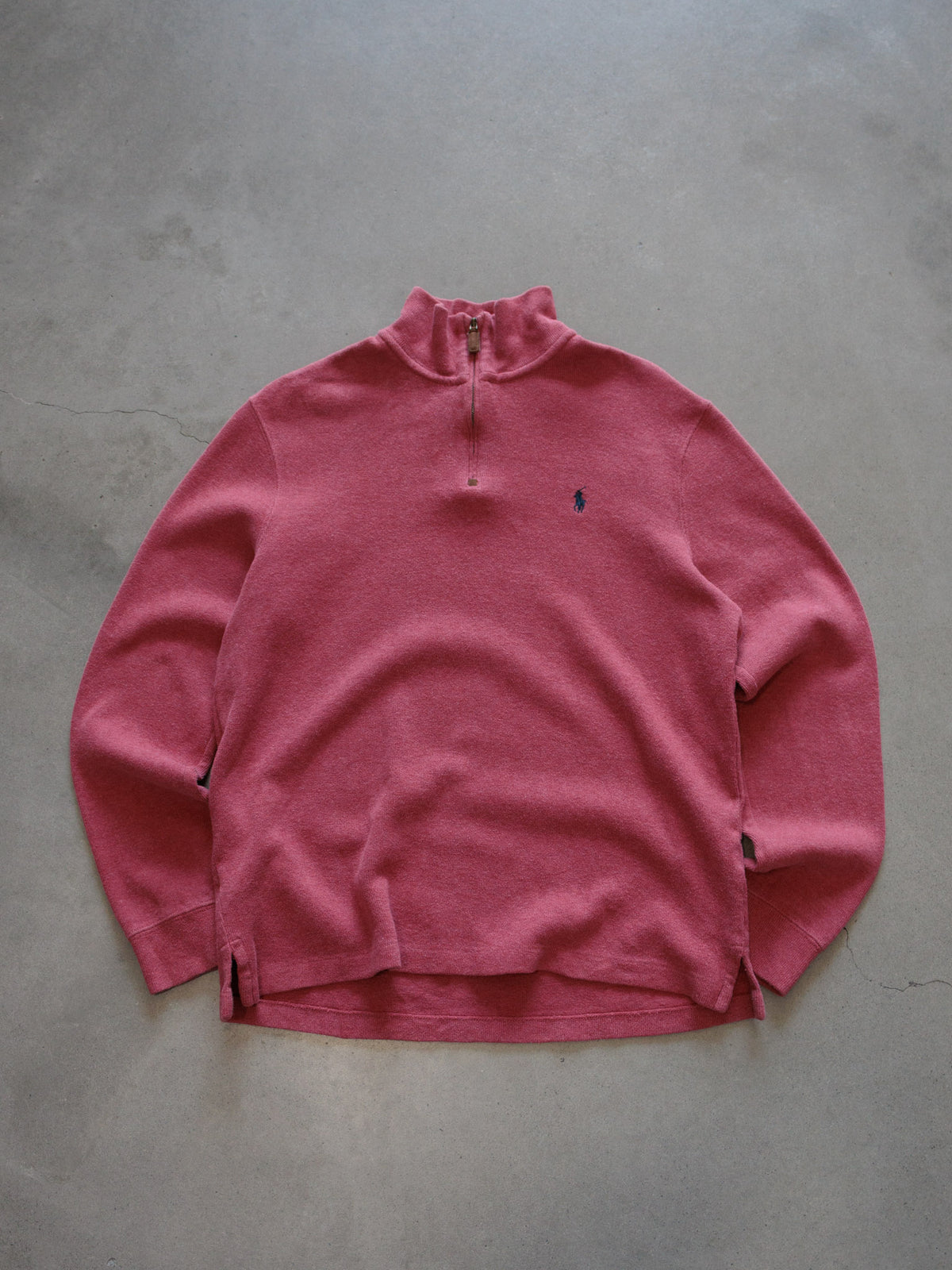 Vintage 00s Pink Polo Ralph Lauren Knit Quarter Zip (M)