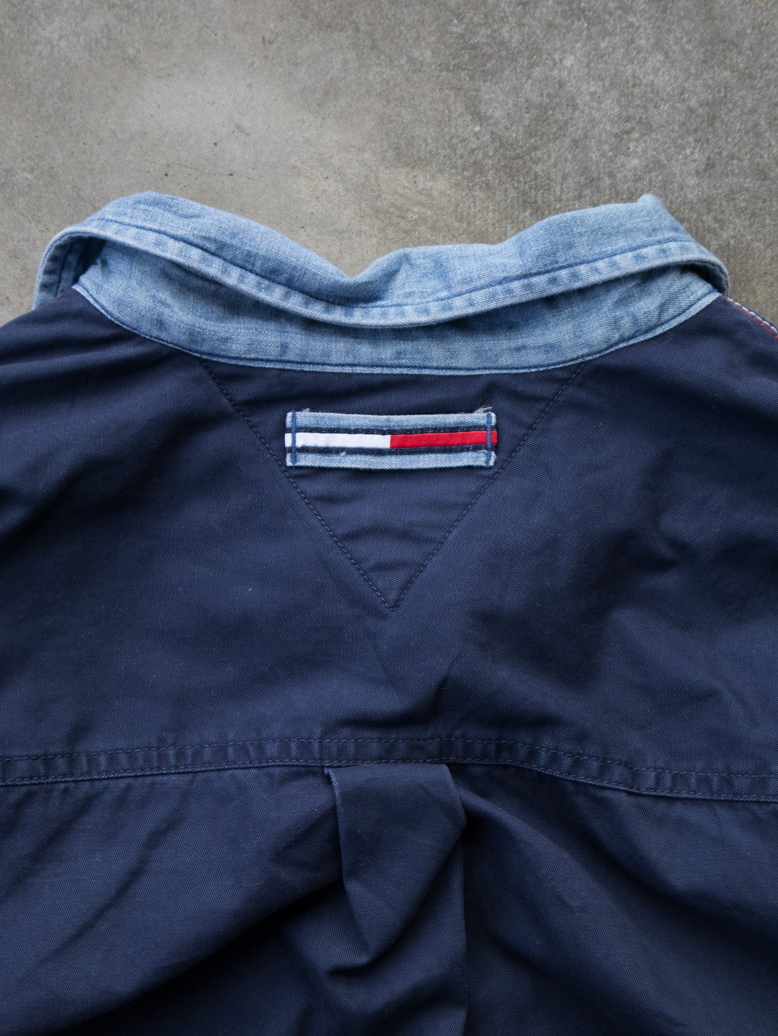 Vintage 00s Tommy Hilfiger Denim Spell Out Long Sleeve Polo (L)